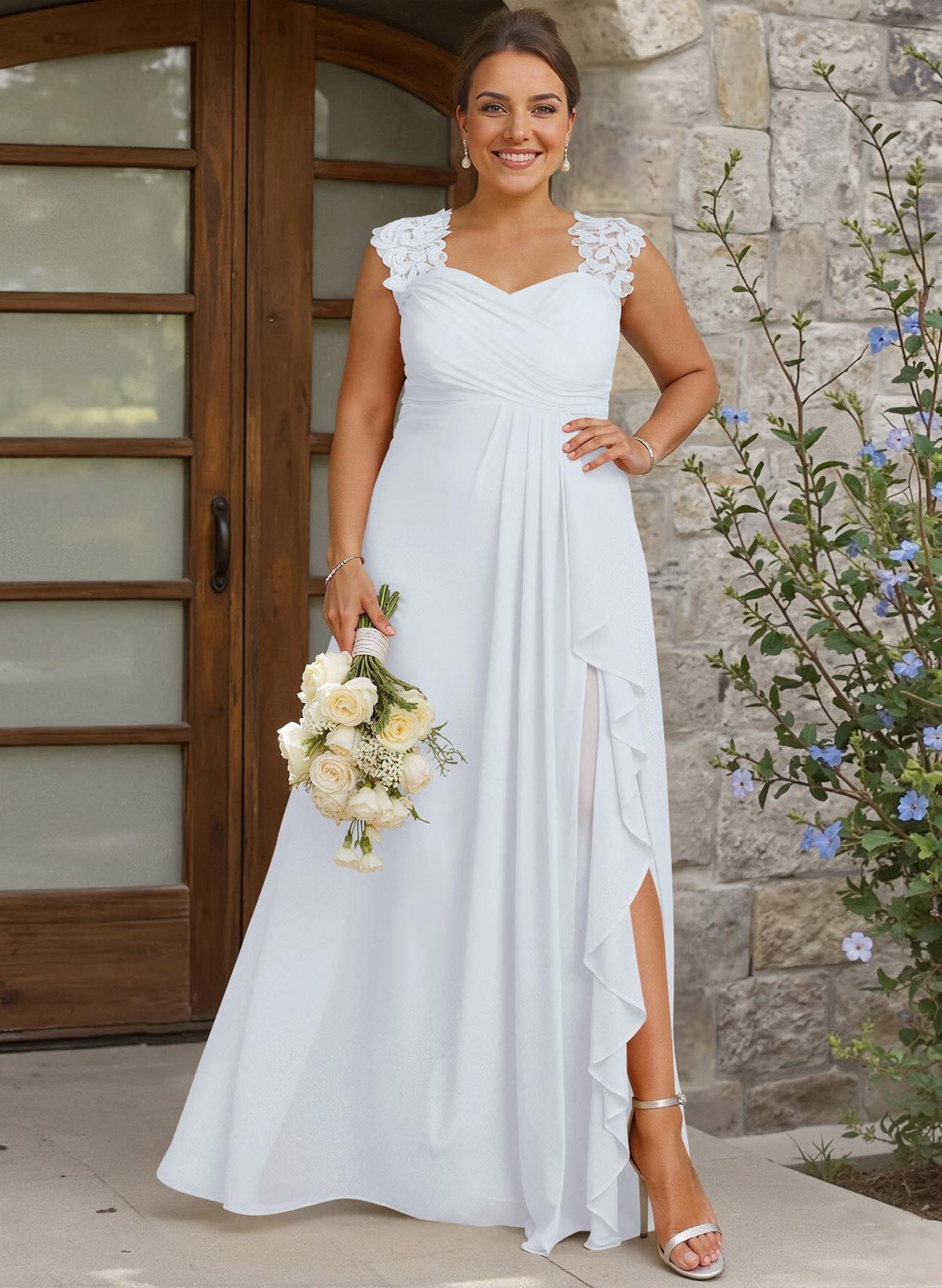 Sheath Sweetheart Sleeveless Floor-Length Chiffon Bridesmaid Dresses With Lace, product image 327