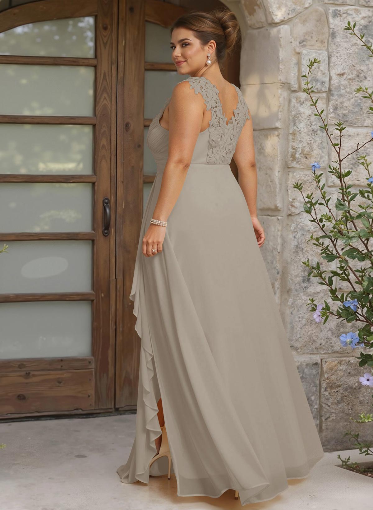 Sheath Sweetheart Sleeveless Floor-Length Chiffon Bridesmaid Dresses With Lace, product image 338