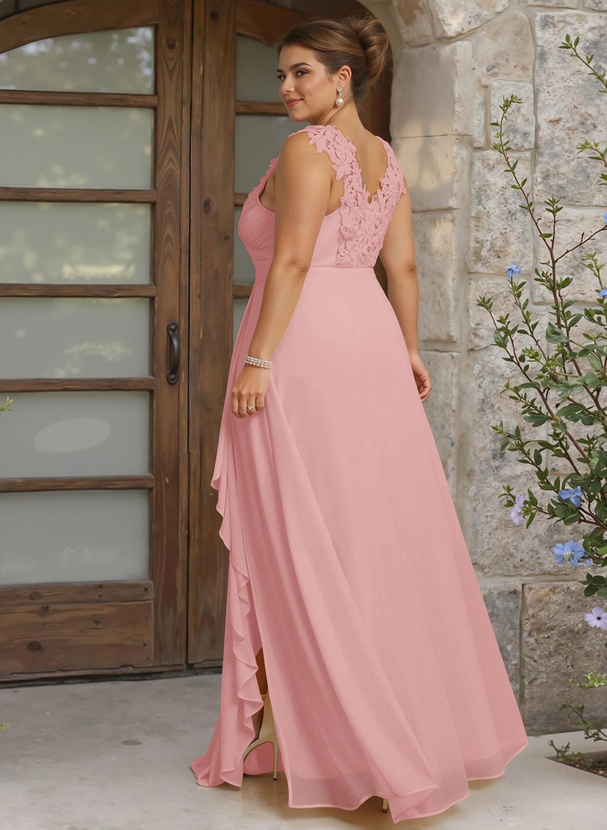 Sheath Sweetheart Sleeveless Floor-Length Chiffon Bridesmaid Dresses With Lace, product image 260