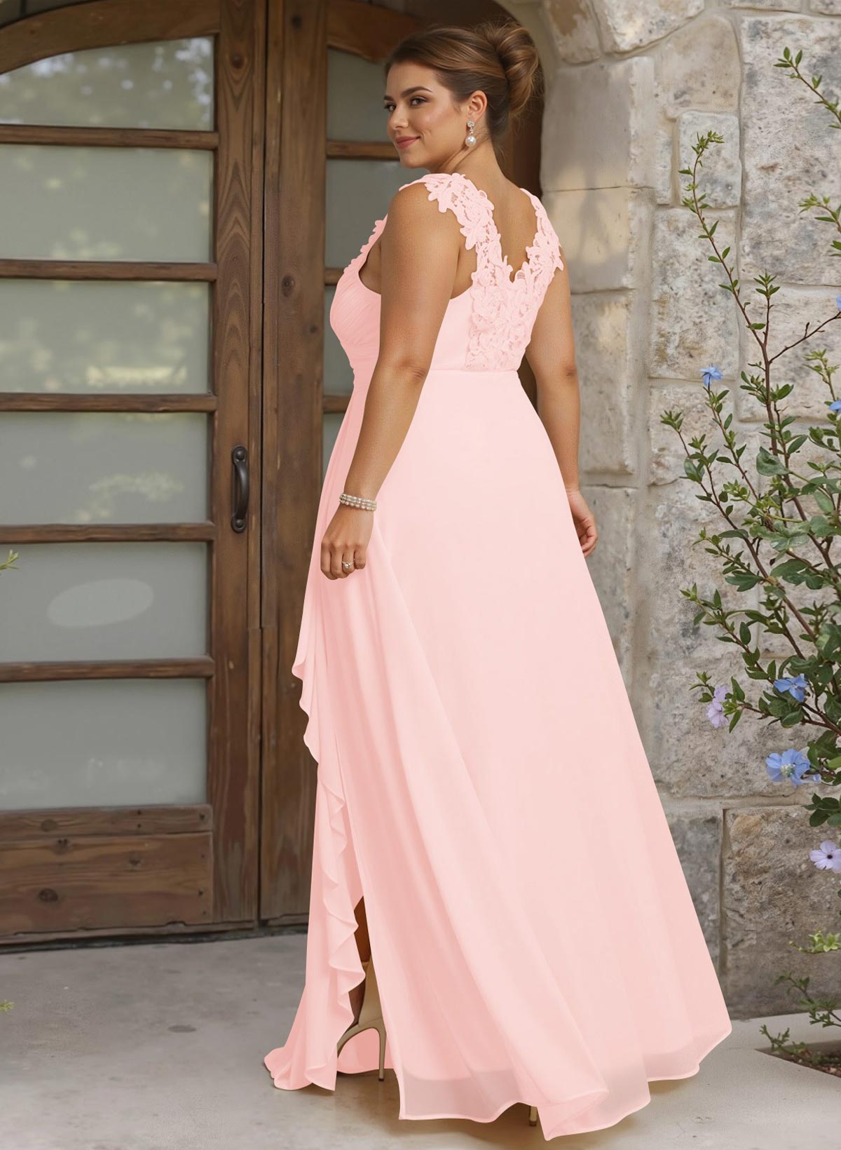 Sheath Sweetheart Sleeveless Floor-Length Chiffon Bridesmaid Dresses With Lace, product image 266