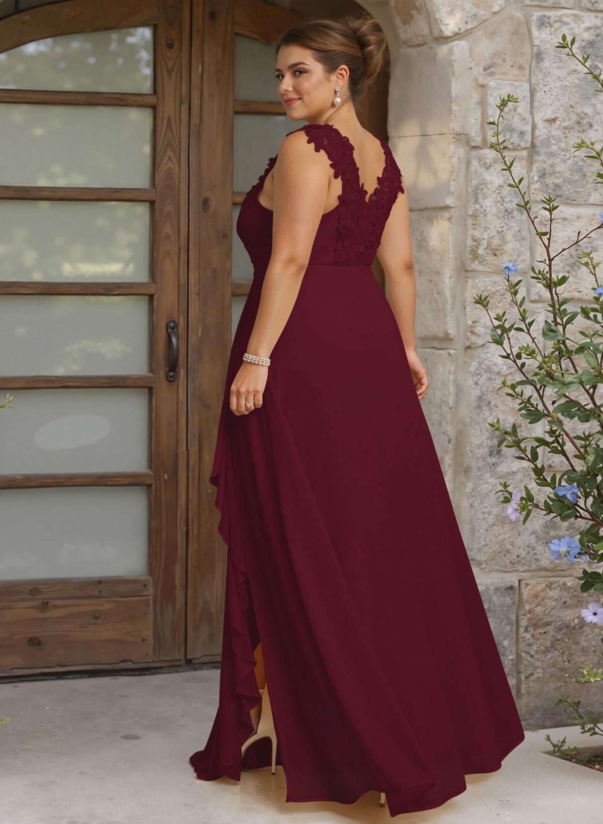 Sheath Sweetheart Sleeveless Floor-Length Chiffon Bridesmaid Dresses With Lace, product image 244
