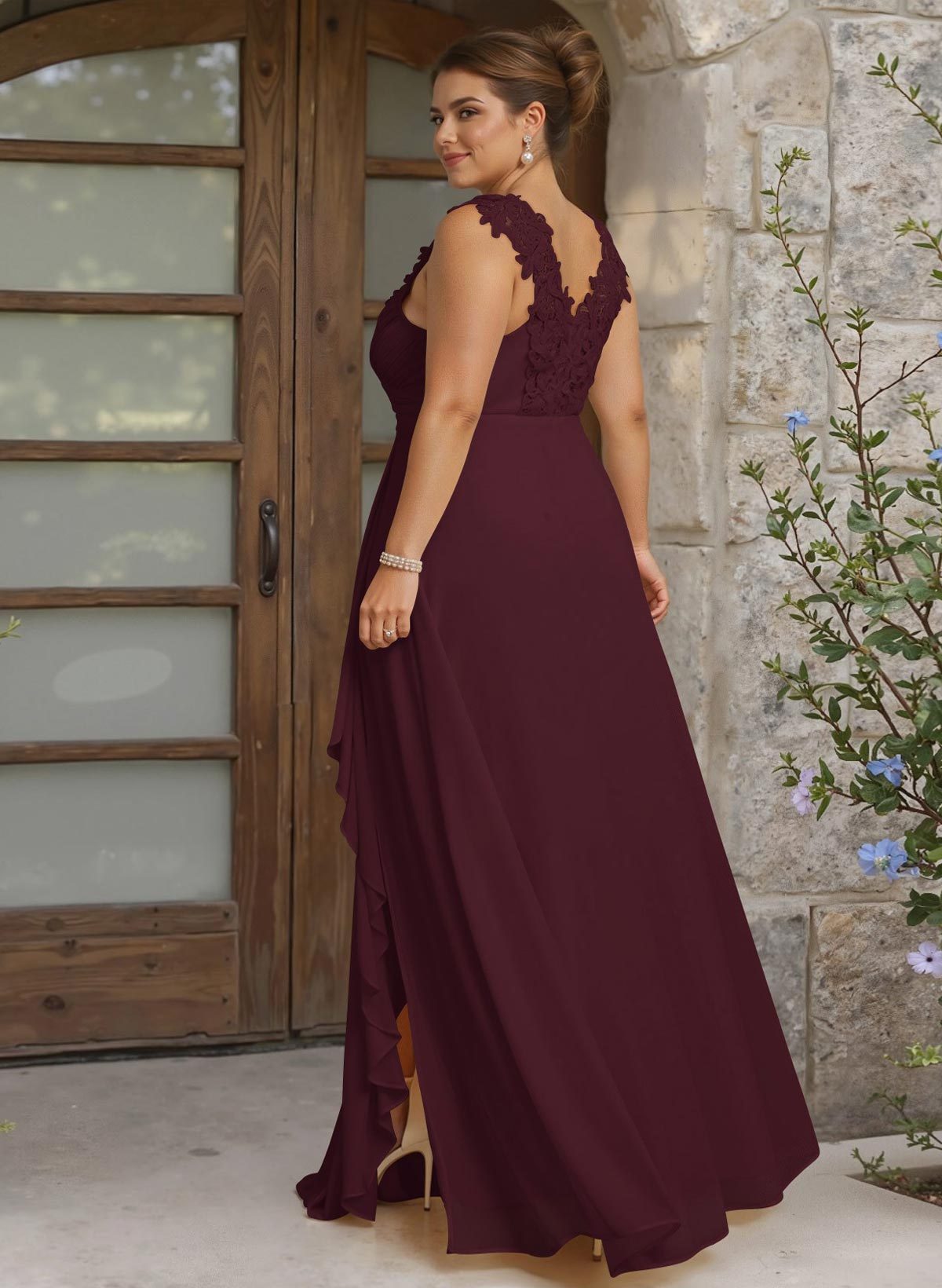 Sheath Sweetheart Sleeveless Floor-Length Chiffon Bridesmaid Dresses With Lace, product image 242