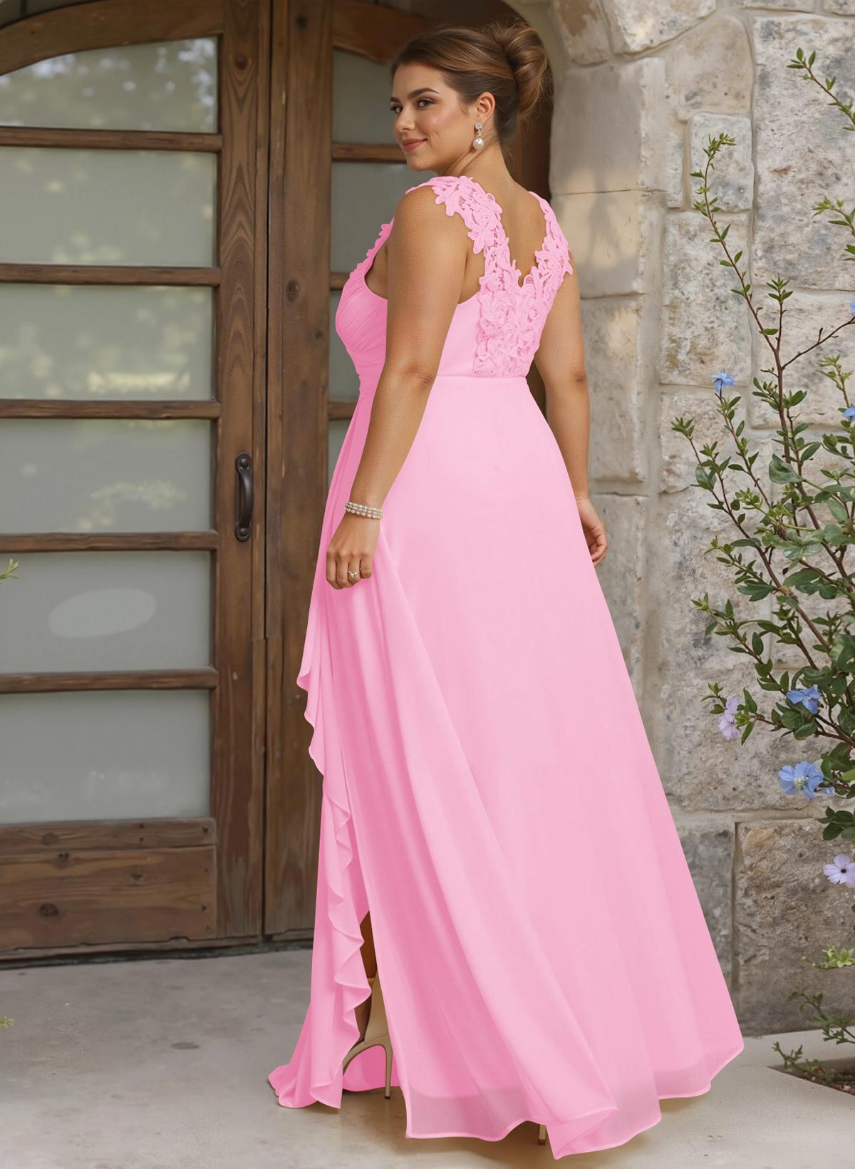 Sheath Sweetheart Sleeveless Floor-Length Chiffon Bridesmaid Dresses With Lace, product image 268