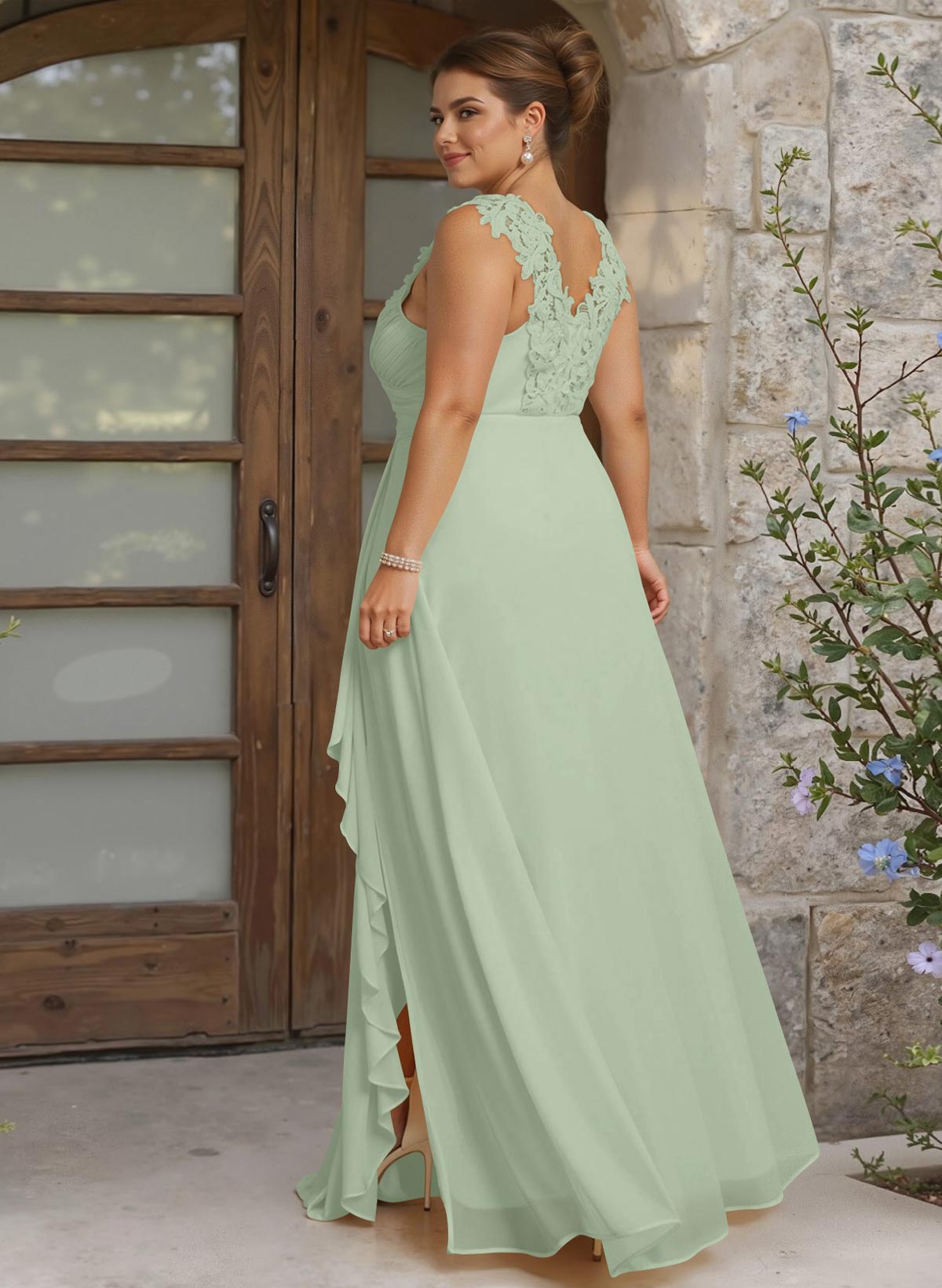 Sheath Sweetheart Sleeveless Floor-Length Chiffon Bridesmaid Dresses With Lace, product image 304
