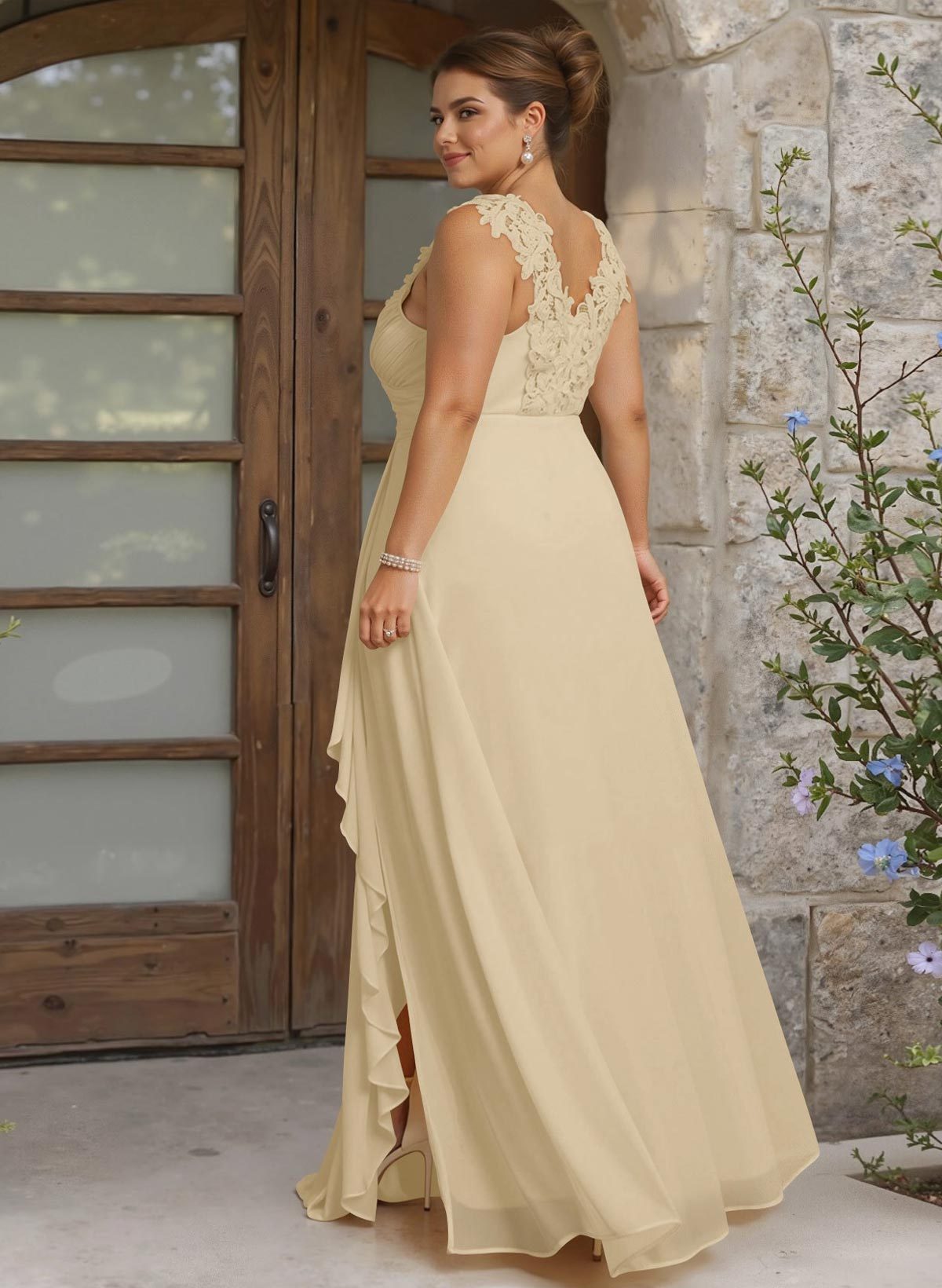 Sheath Sweetheart Sleeveless Floor-Length Chiffon Bridesmaid Dresses With Lace, product image 312