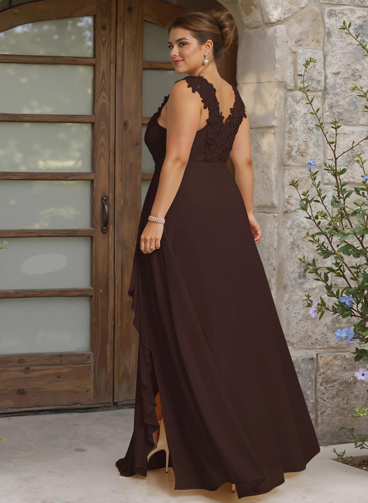 Sheath Sweetheart Sleeveless Floor-Length Chiffon Bridesmaid Dresses With Lace, product image 324
