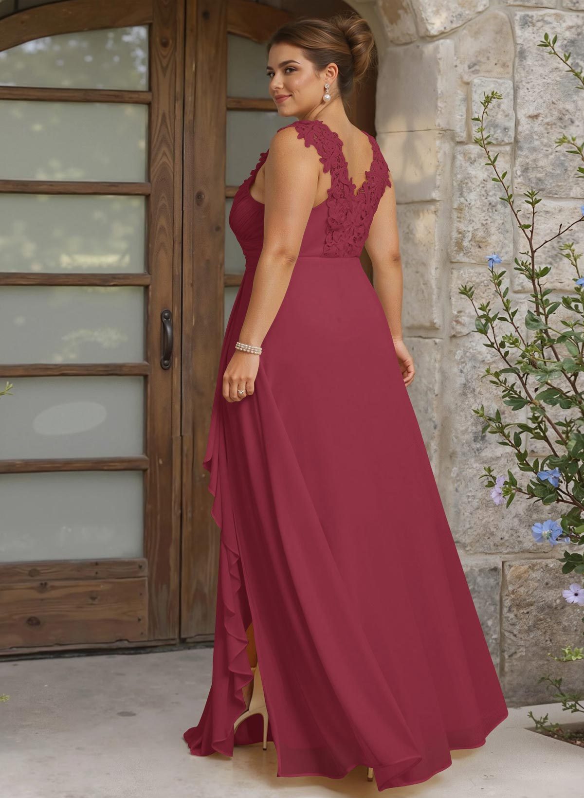 Sheath Sweetheart Sleeveless Floor-Length Chiffon Bridesmaid Dresses With Lace, product image 246
