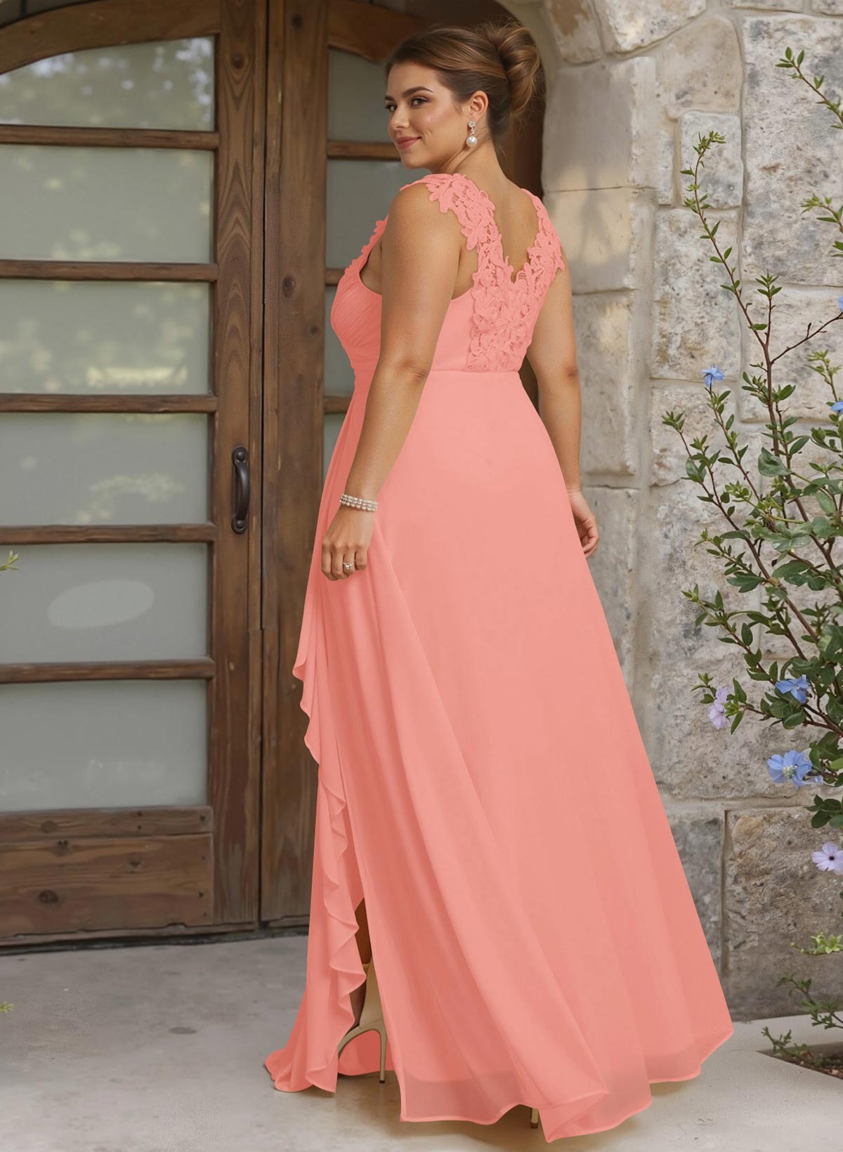 Sheath Sweetheart Sleeveless Floor-Length Chiffon Bridesmaid Dresses With Lace, product image 264