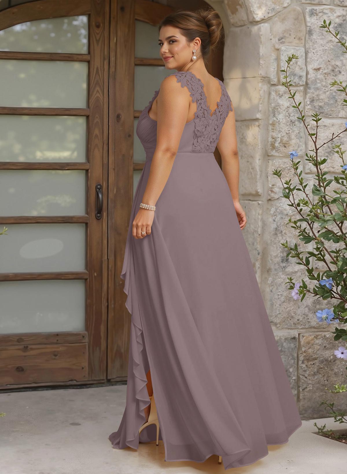Sheath Sweetheart Sleeveless Floor-Length Chiffon Bridesmaid Dresses With Lace, product image 270