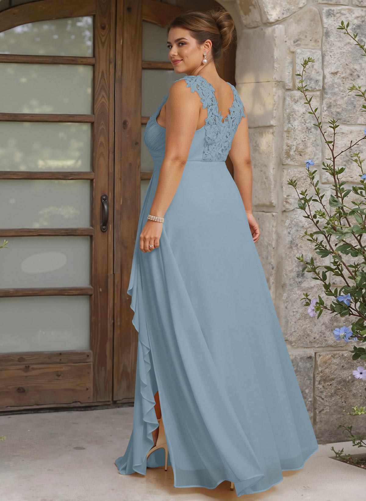 Sheath Sweetheart Sleeveless Floor-Length Chiffon Bridesmaid Dresses With Lace, product image 222