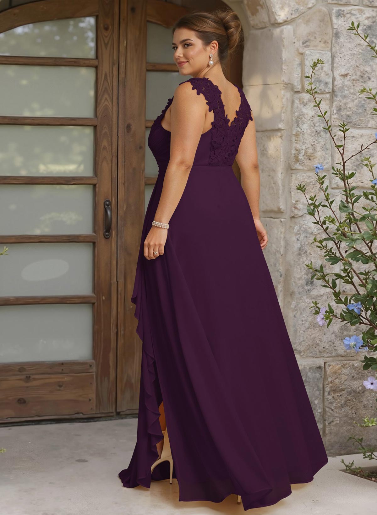 Sheath Sweetheart Sleeveless Floor-Length Chiffon Bridesmaid Dresses With Lace, product image 286