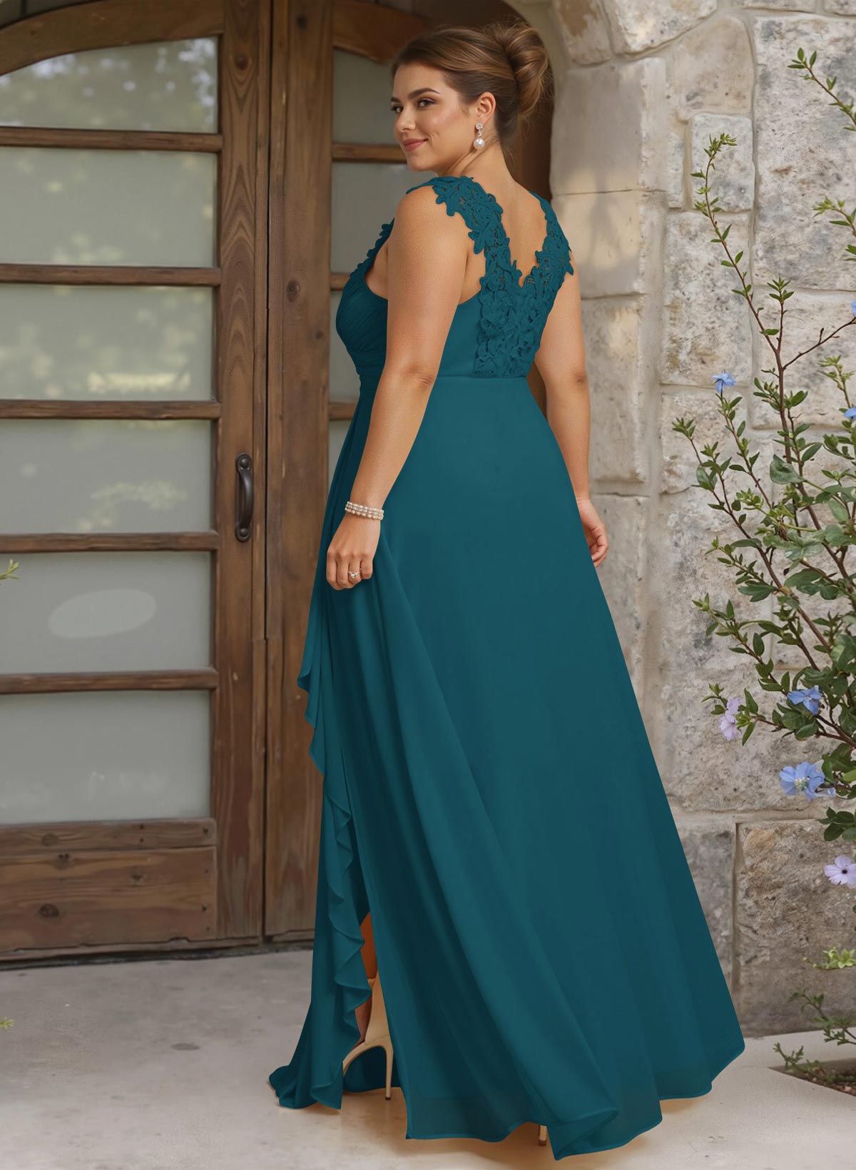 Sheath Sweetheart Sleeveless Floor-Length Chiffon Bridesmaid Dresses With Lace, product image 228