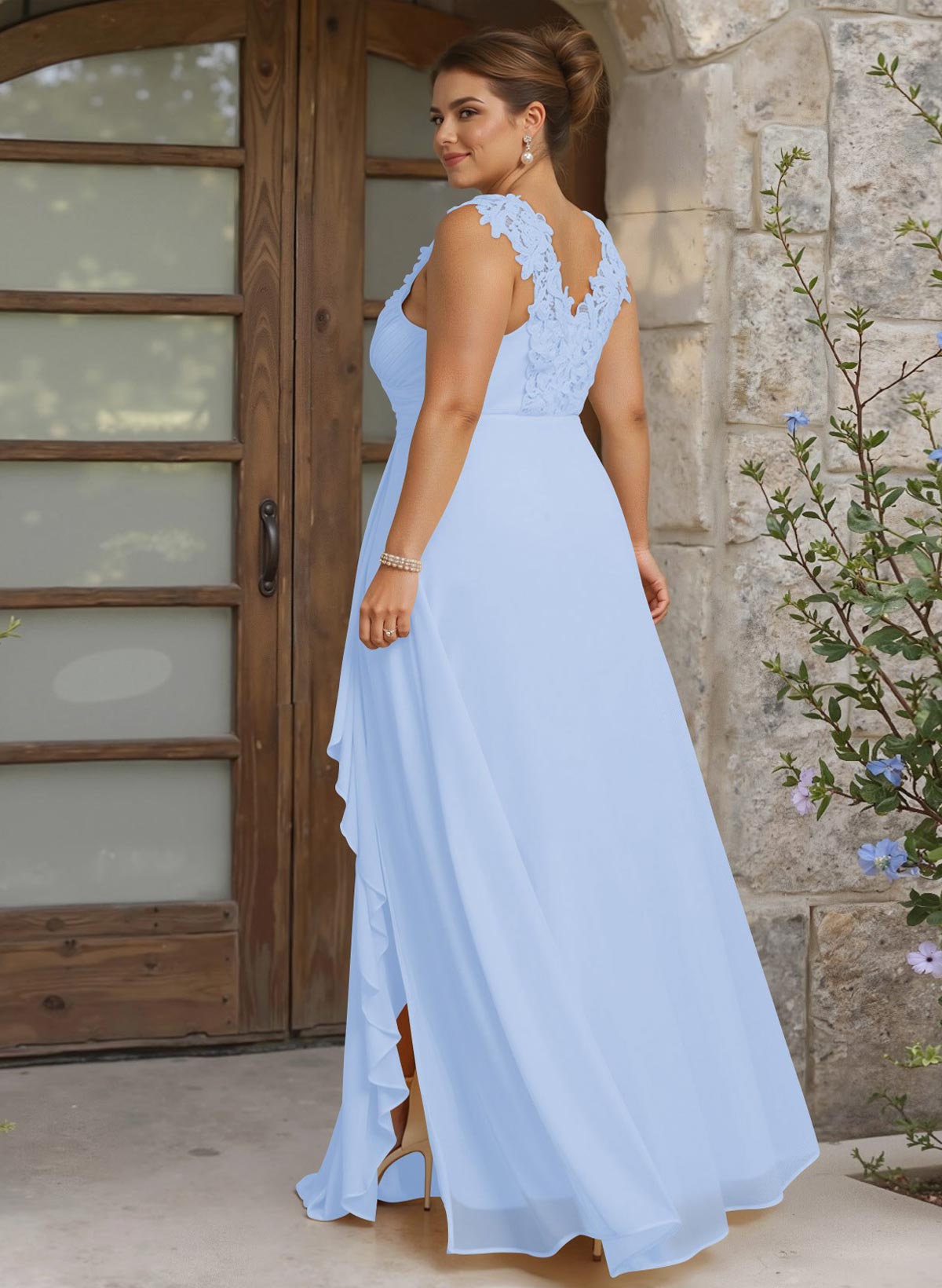 Sheath Sweetheart Sleeveless Floor-Length Chiffon Bridesmaid Dresses With Lace, product image 280