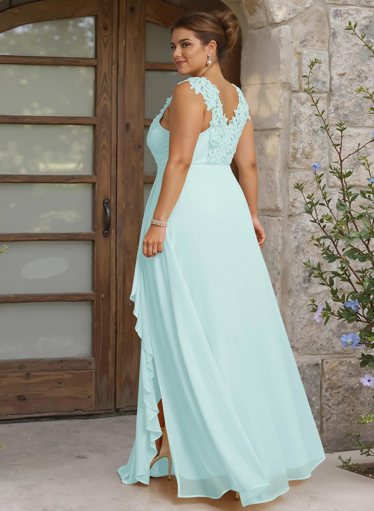 Sheath Sweetheart Sleeveless Floor-Length Chiffon Bridesmaid Dresses With Lace, product image 240