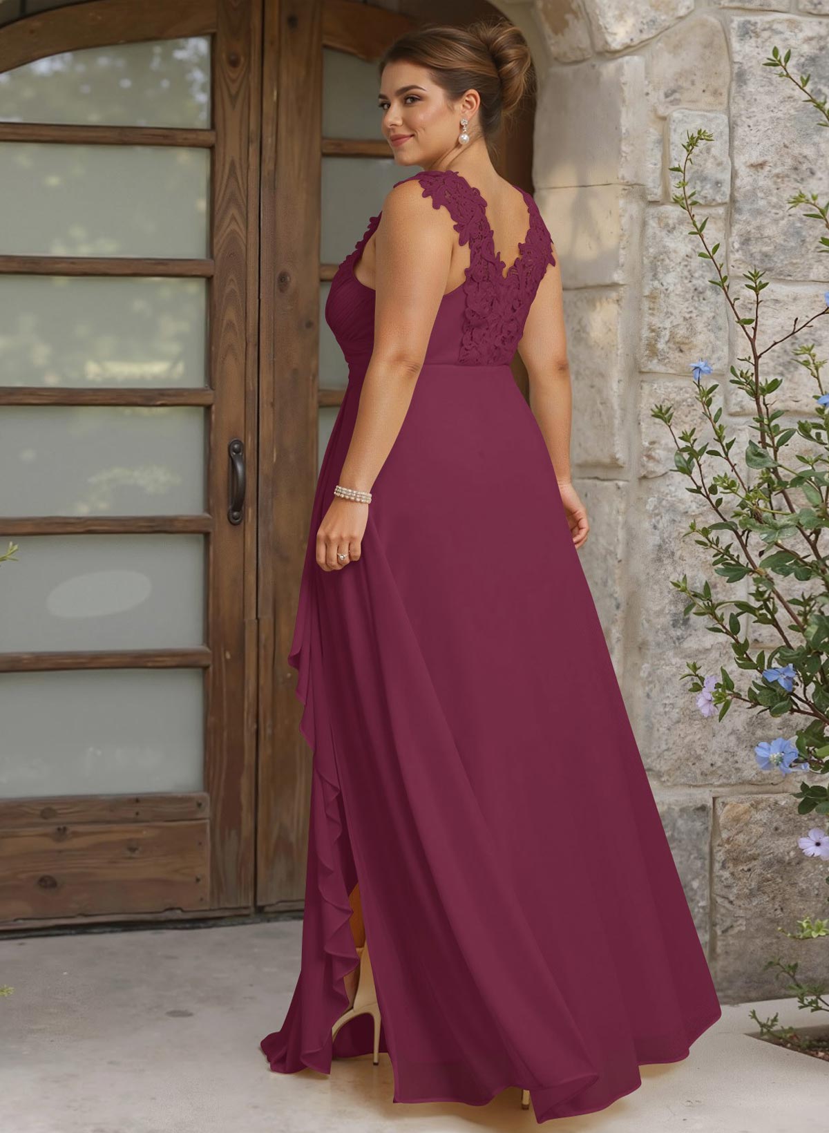 Sheath Sweetheart Sleeveless Floor-Length Chiffon Bridesmaid Dresses With Lace, product image 248