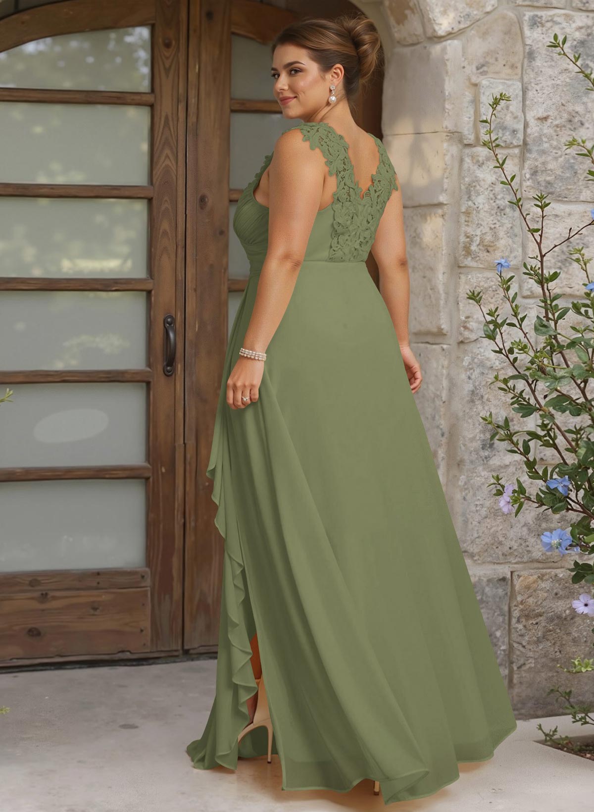 Sheath Sweetheart Sleeveless Floor-Length Chiffon Bridesmaid Dresses With Lace, product image 336