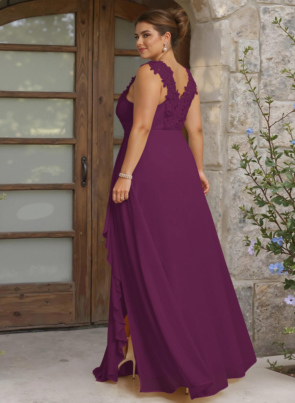 Sheath Sweetheart Sleeveless Floor-Length Chiffon Bridesmaid Dresses With Lace, product image 288