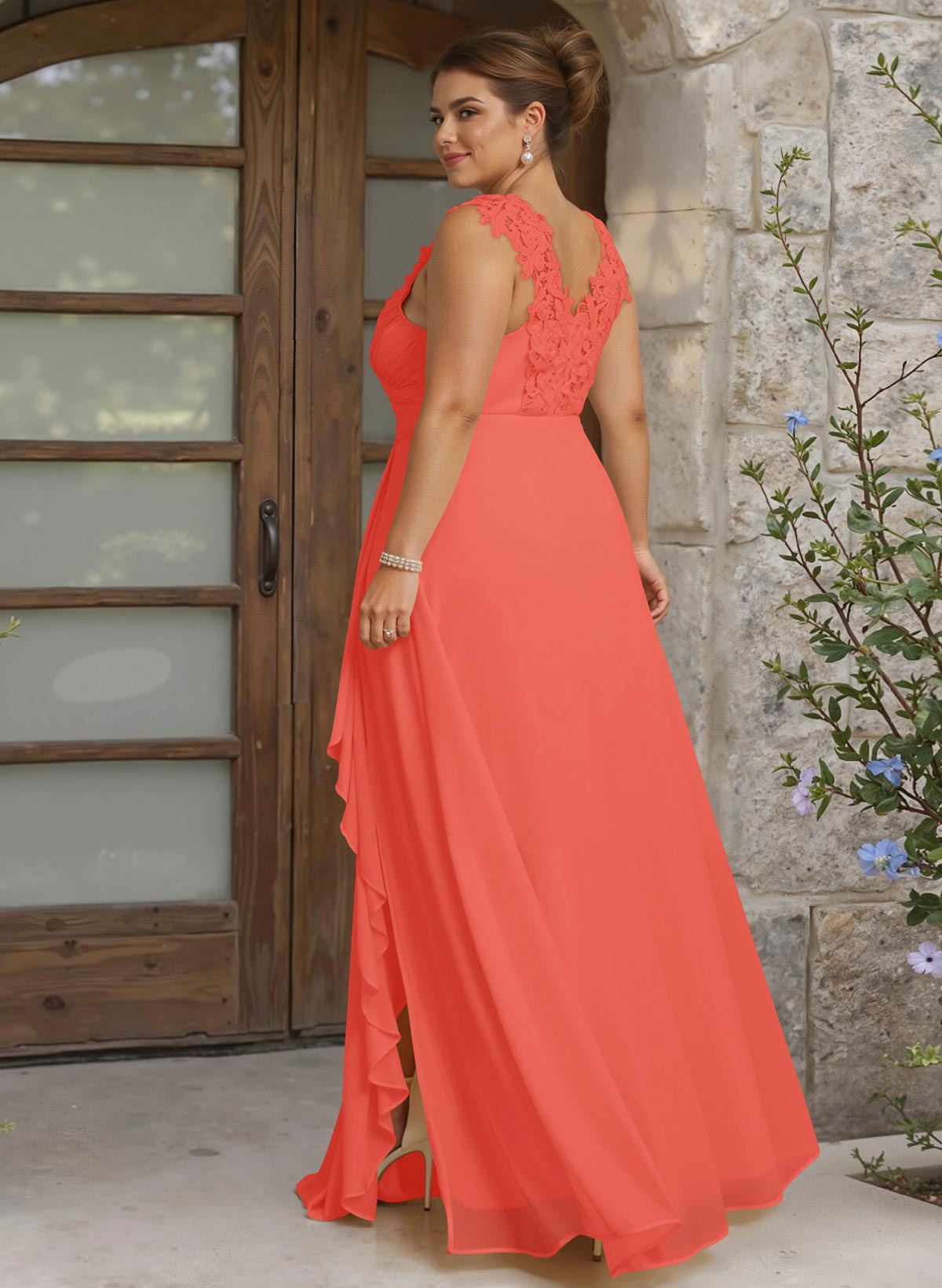 Sheath Sweetheart Sleeveless Floor-Length Chiffon Bridesmaid Dresses With Lace, product image 322