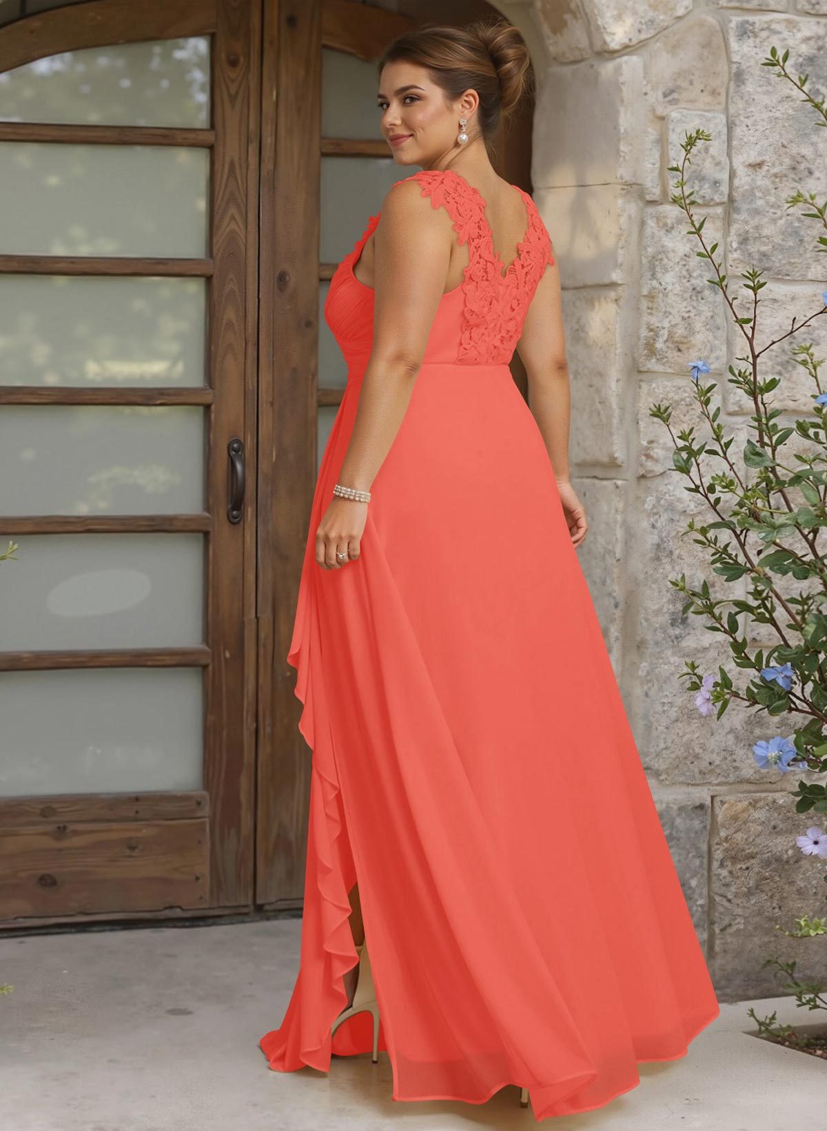 Sheath Sweetheart Sleeveless Floor-Length Chiffon Bridesmaid Dresses With Lace, product image 322