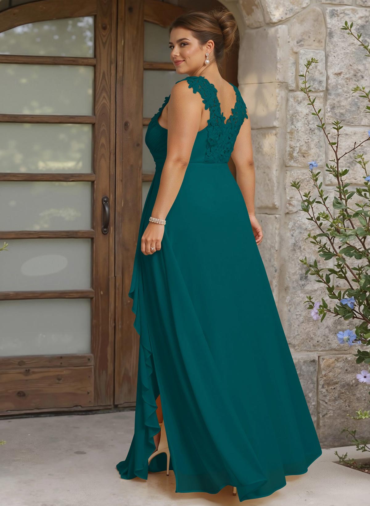 Sheath Sweetheart Sleeveless Floor-Length Chiffon Bridesmaid Dresses With Lace, product image 300