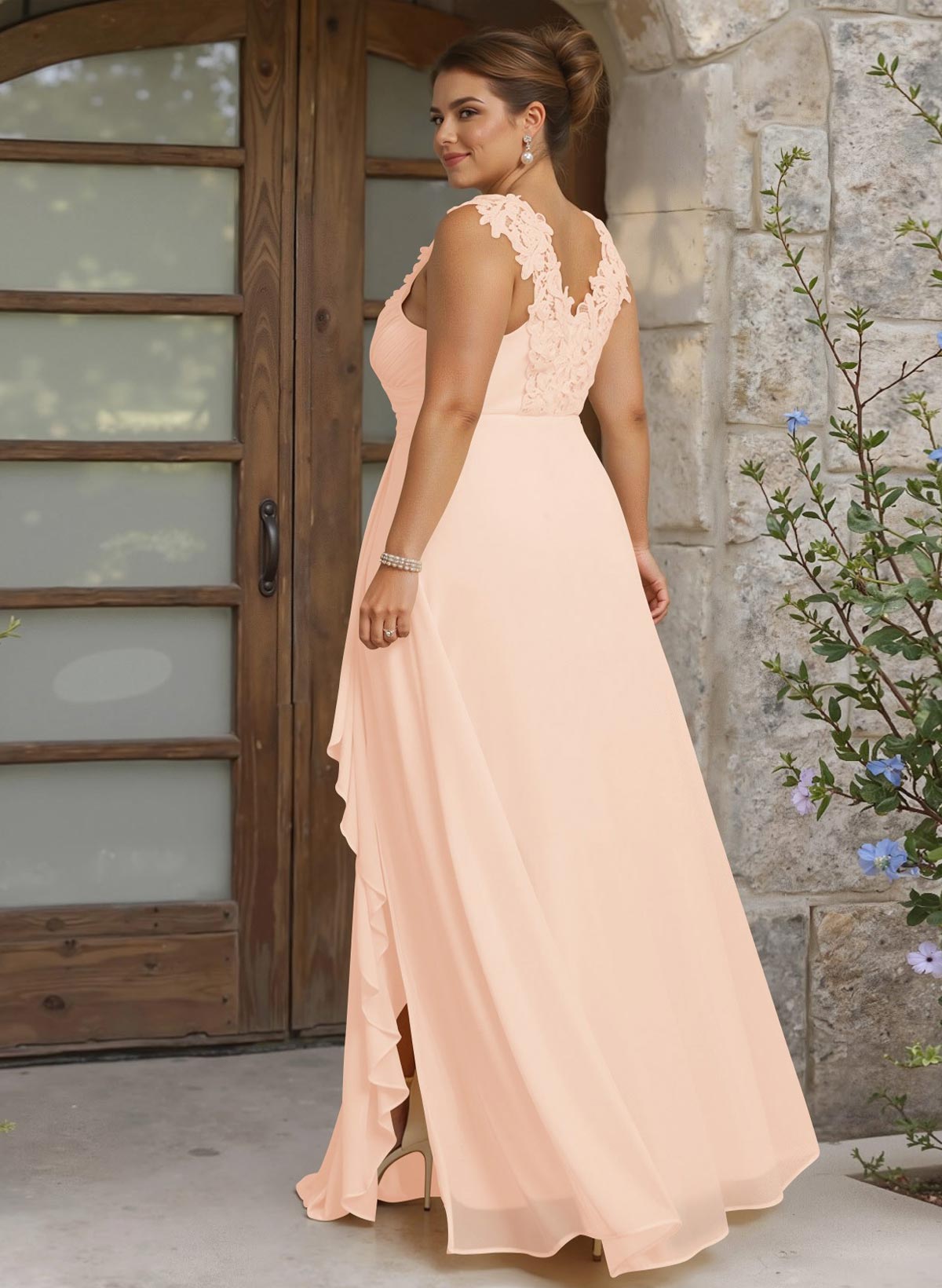 Sheath Sweetheart Sleeveless Floor-Length Chiffon Bridesmaid Dresses With Lace, product image 258