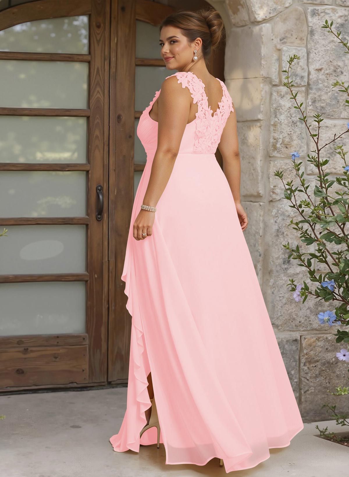 Sheath Sweetheart Sleeveless Floor-Length Chiffon Bridesmaid Dresses With Lace, product image 262