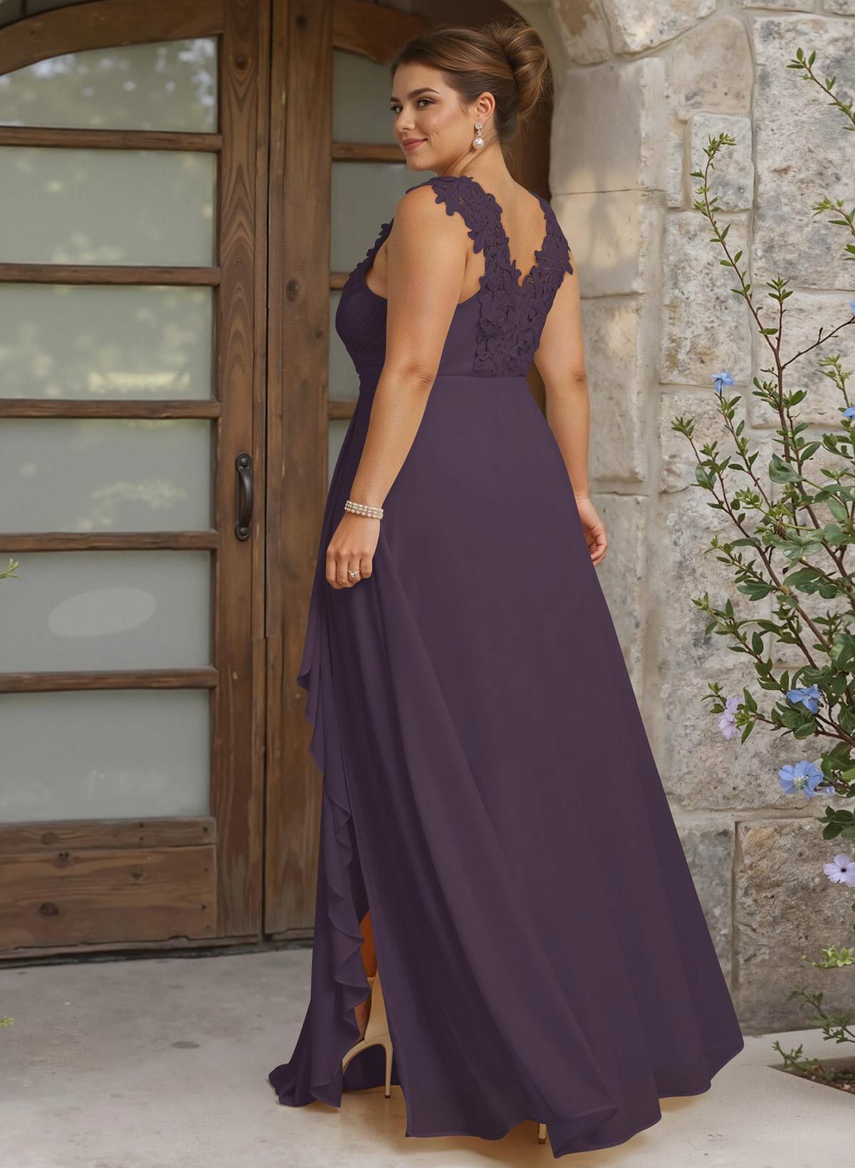 Sheath Sweetheart Sleeveless Floor-Length Chiffon Bridesmaid Dresses With Lace, product image 284