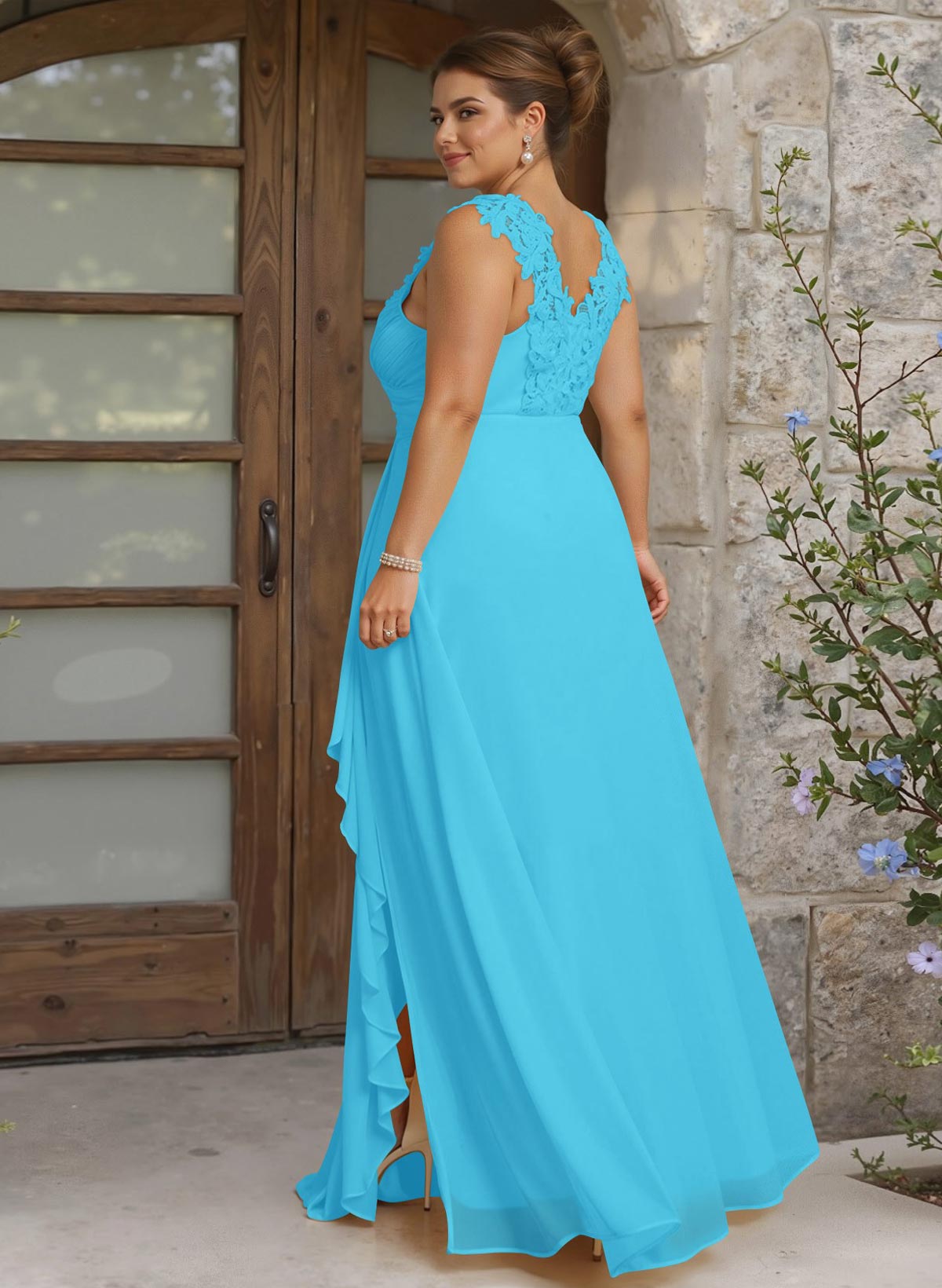 Sheath Sweetheart Sleeveless Floor-Length Chiffon Bridesmaid Dresses With Lace, product image 234