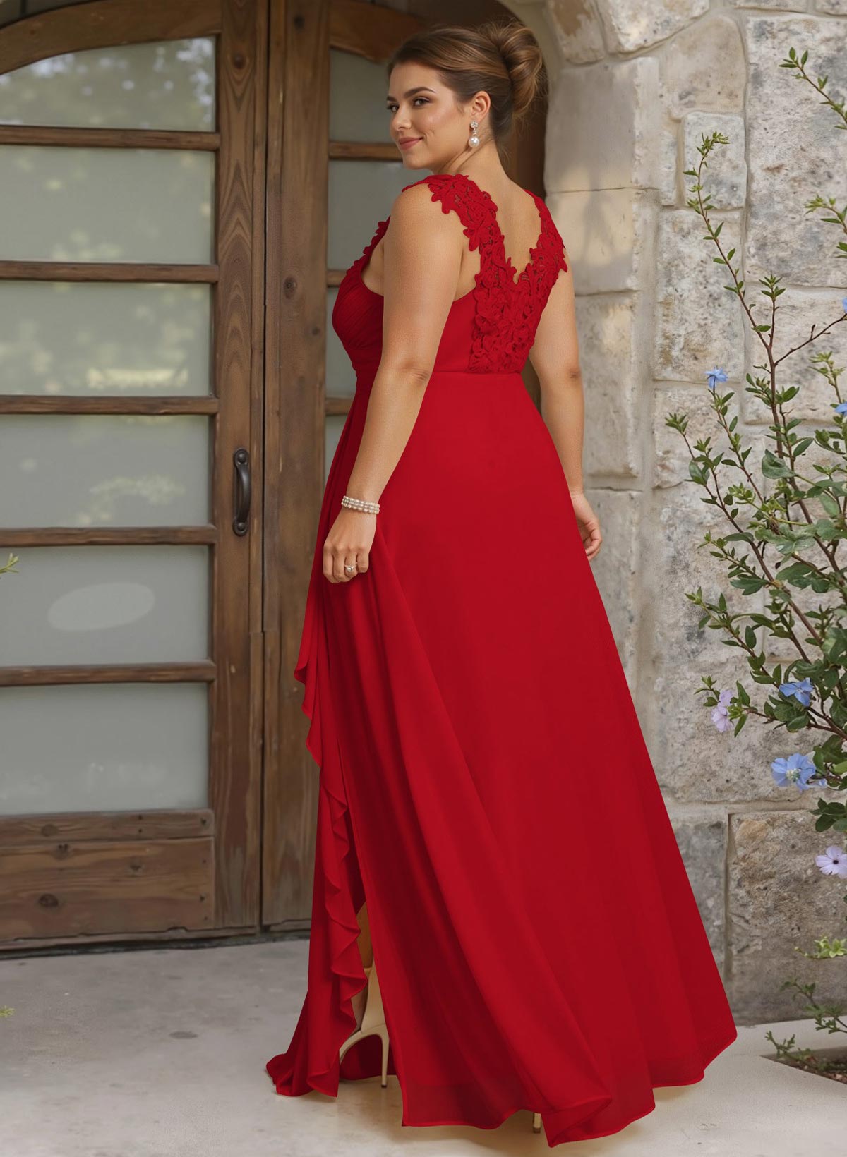 Sheath Sweetheart Sleeveless Floor-Length Chiffon Bridesmaid Dresses With Lace, product image 250