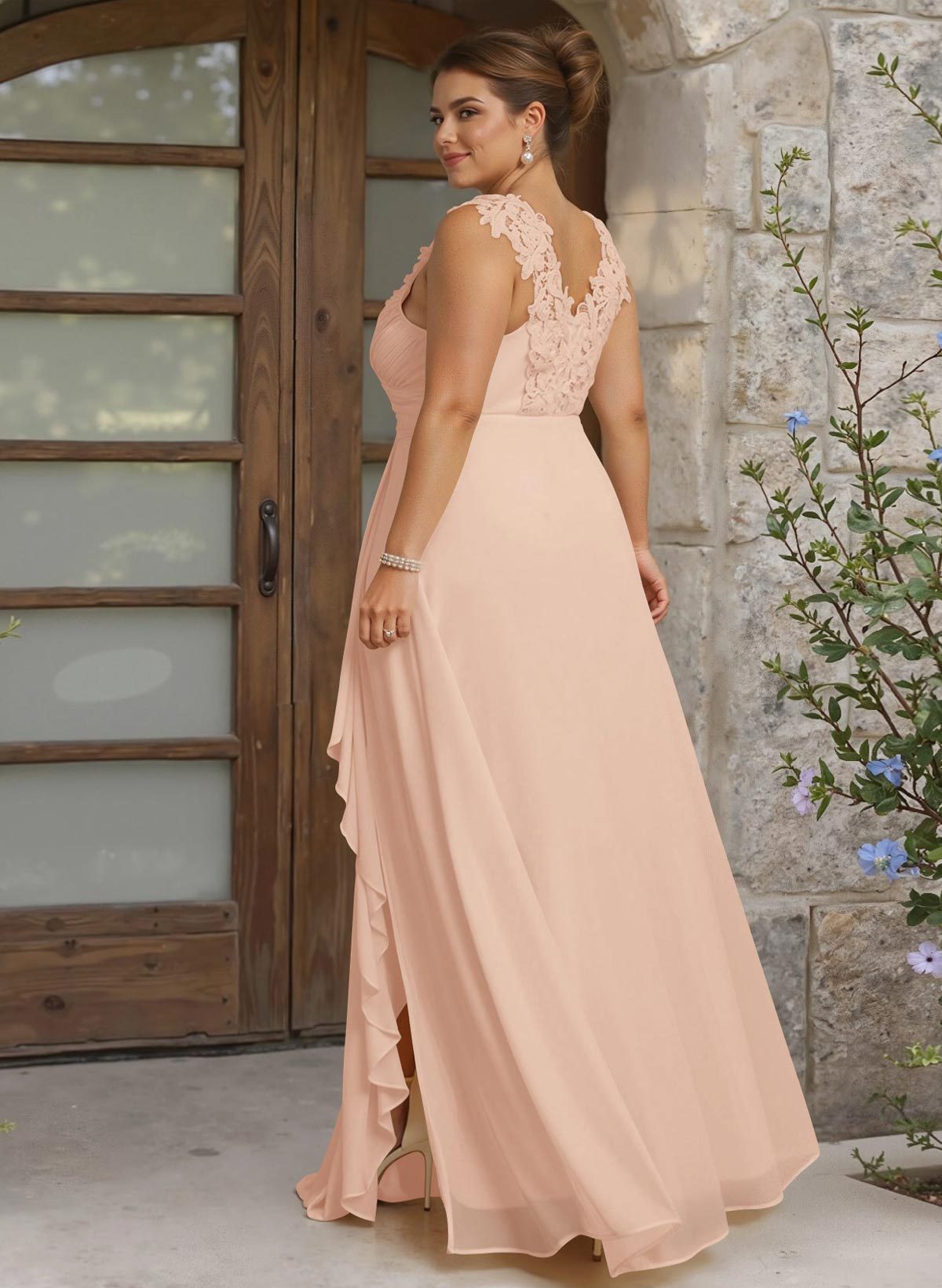 Sheath Sweetheart Sleeveless Floor-Length Chiffon Bridesmaid Dresses With Lace, product image 342