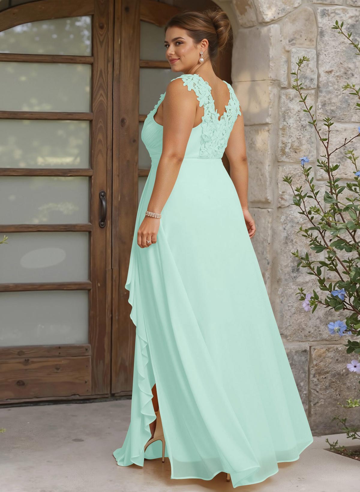 Sheath Sweetheart Sleeveless Floor-Length Chiffon Bridesmaid Dresses With Lace, product image 306