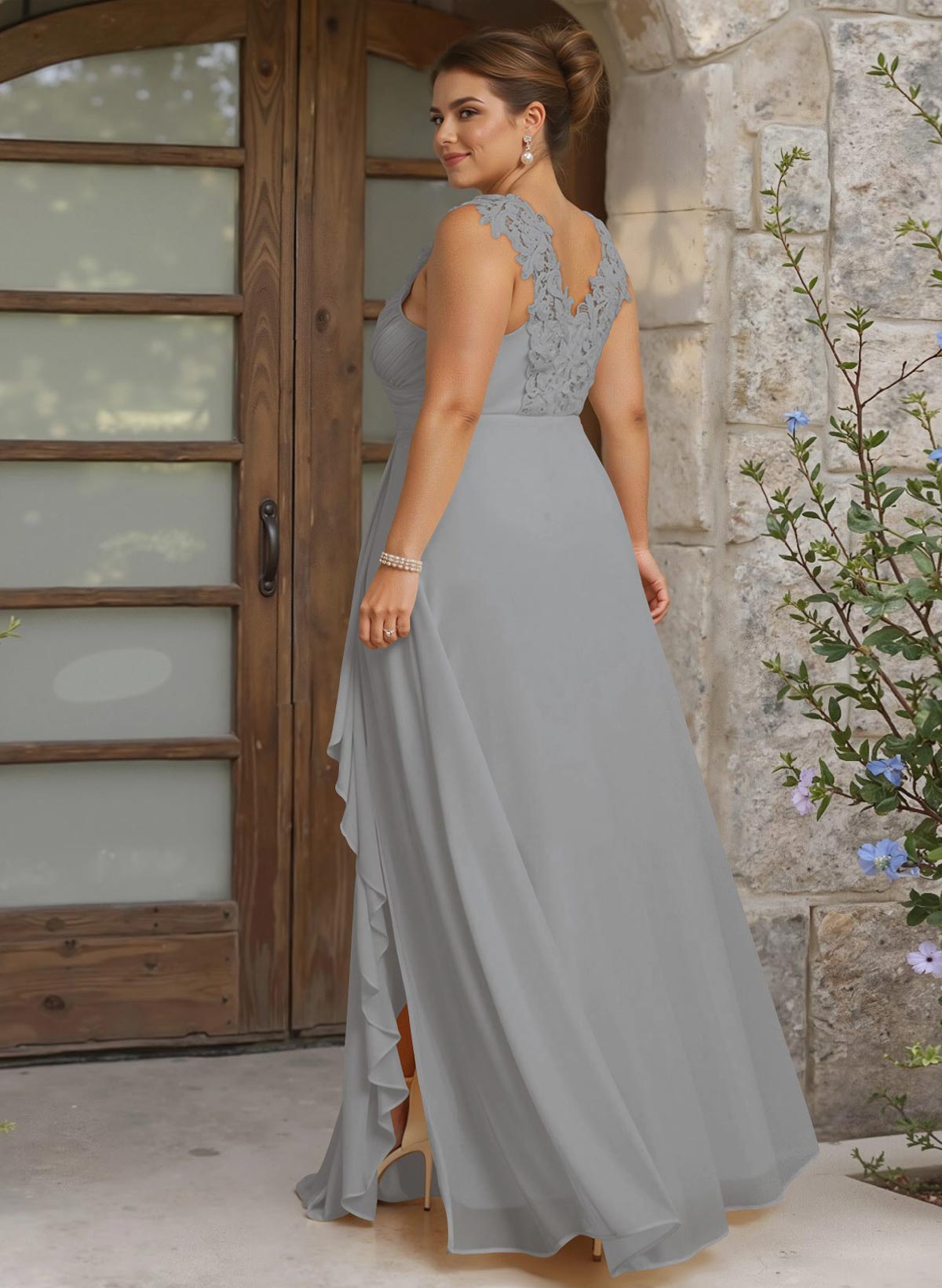 Sheath Sweetheart Sleeveless Floor-Length Chiffon Bridesmaid Dresses With Lace, product image 330