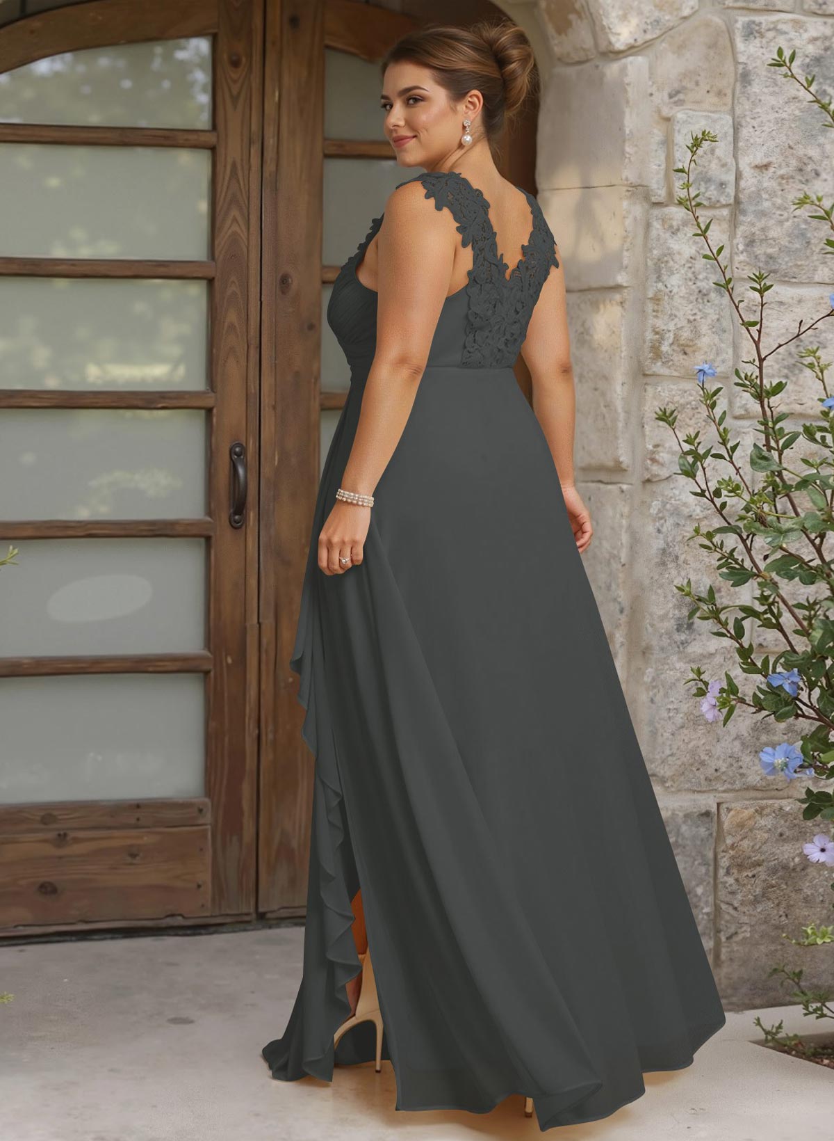 Sheath Sweetheart Sleeveless Floor-Length Chiffon Bridesmaid Dresses With Lace, product image 332