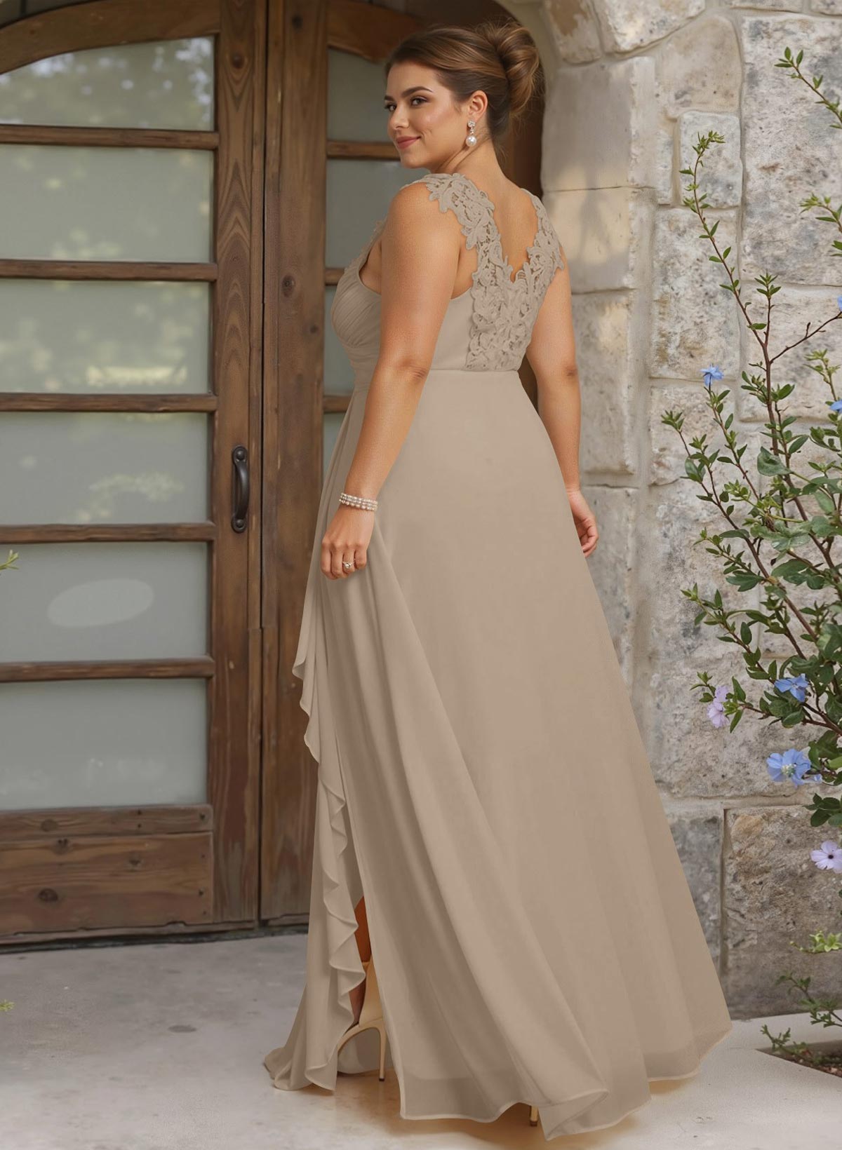 Sheath Sweetheart Sleeveless Floor-Length Chiffon Bridesmaid Dresses With Lace, product image 314