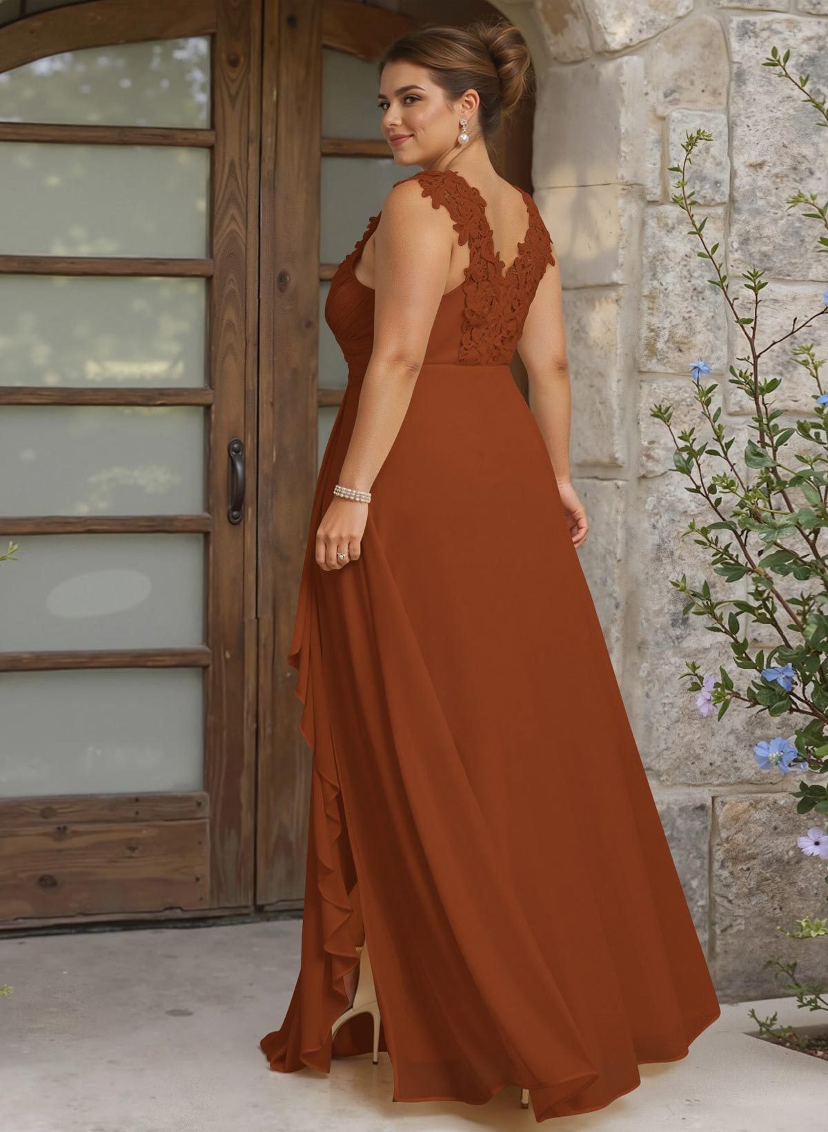 Sheath Sweetheart Sleeveless Floor-Length Chiffon Bridesmaid Dresses With Lace, product image 350