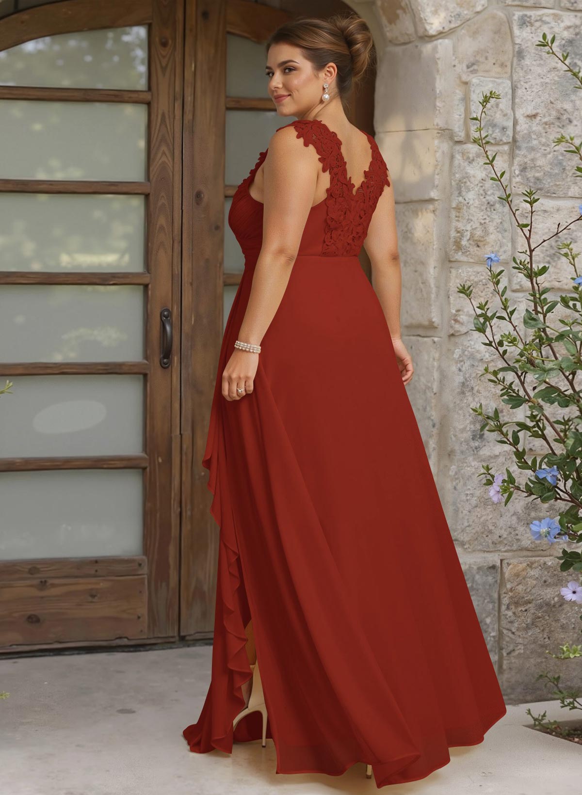 Sheath Sweetheart Sleeveless Floor-Length Chiffon Bridesmaid Dresses With Lace, product image 252