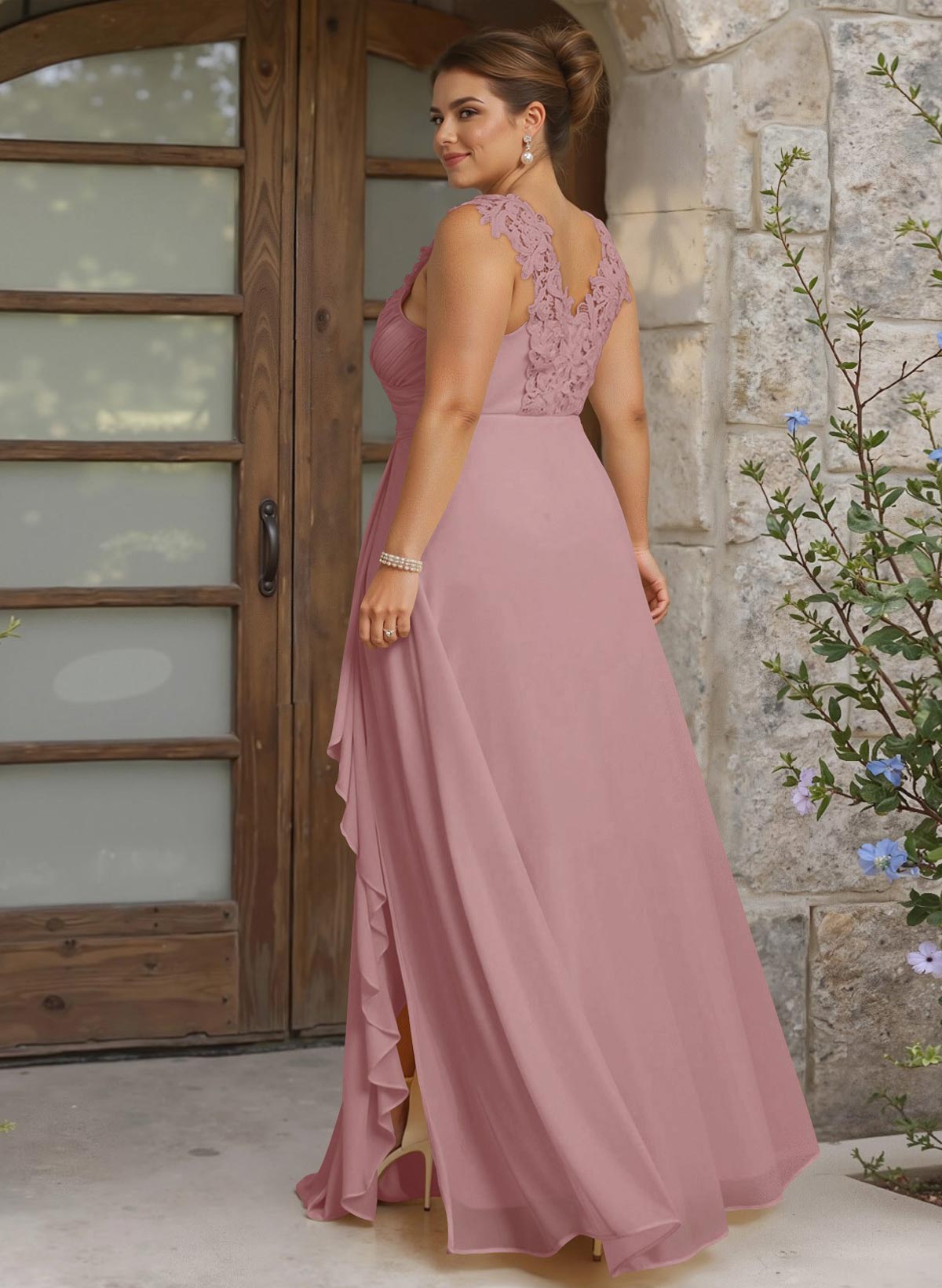 Sheath Sweetheart Sleeveless Floor-Length Chiffon Bridesmaid Dresses With Lace, product image 274