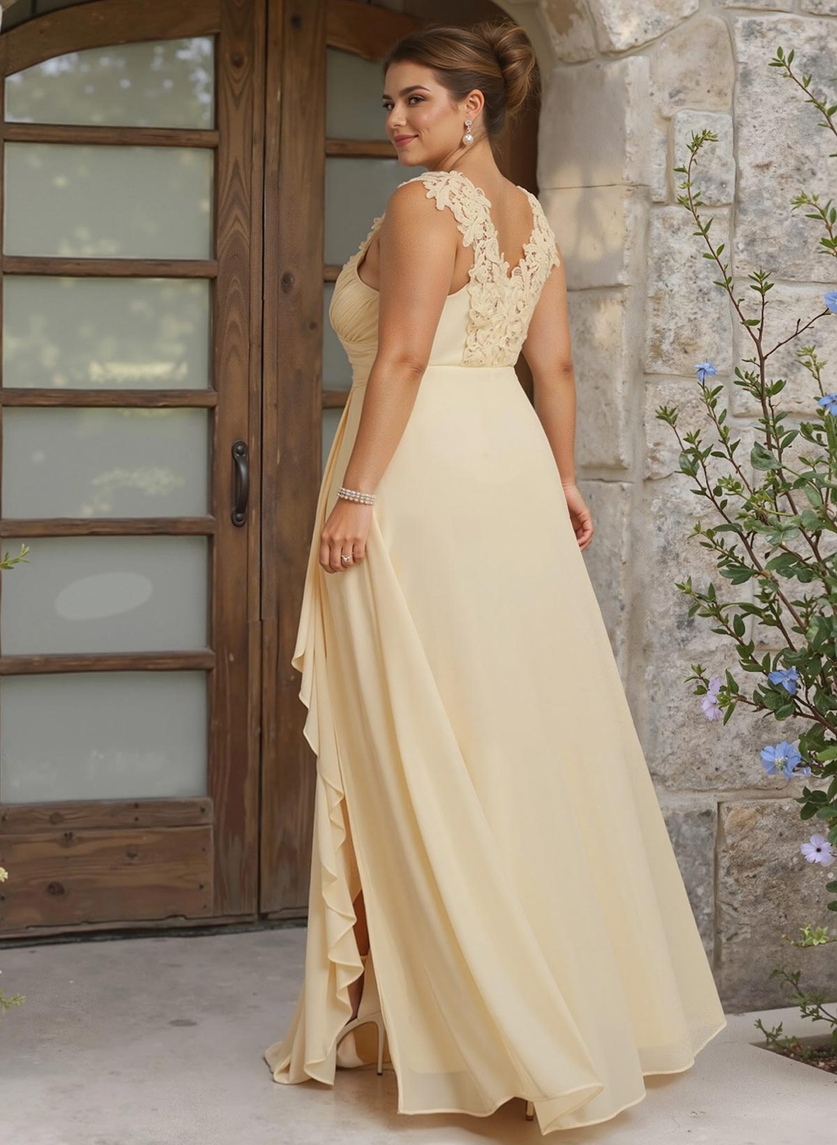 Sheath Sweetheart Sleeveless Floor-Length Chiffon Bridesmaid Dresses With Lace, product image 216