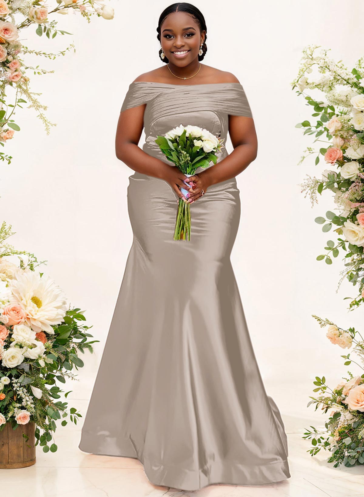 Trumpet/Mermaid Off-The-Shoulder Sleeveless Satin Bridesmaid Dresses, product image 65