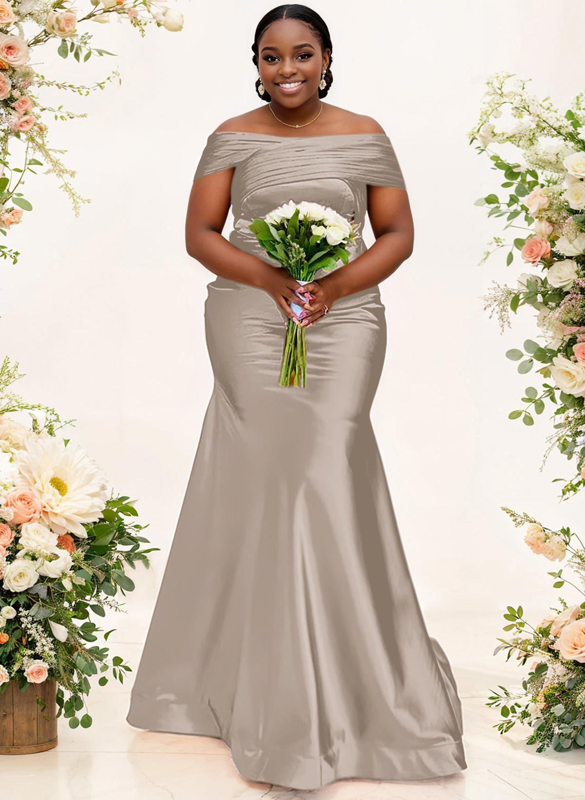 Trumpet/Mermaid Off-The-Shoulder Sleeveless Satin Bridesmaid Dresses, product image 65