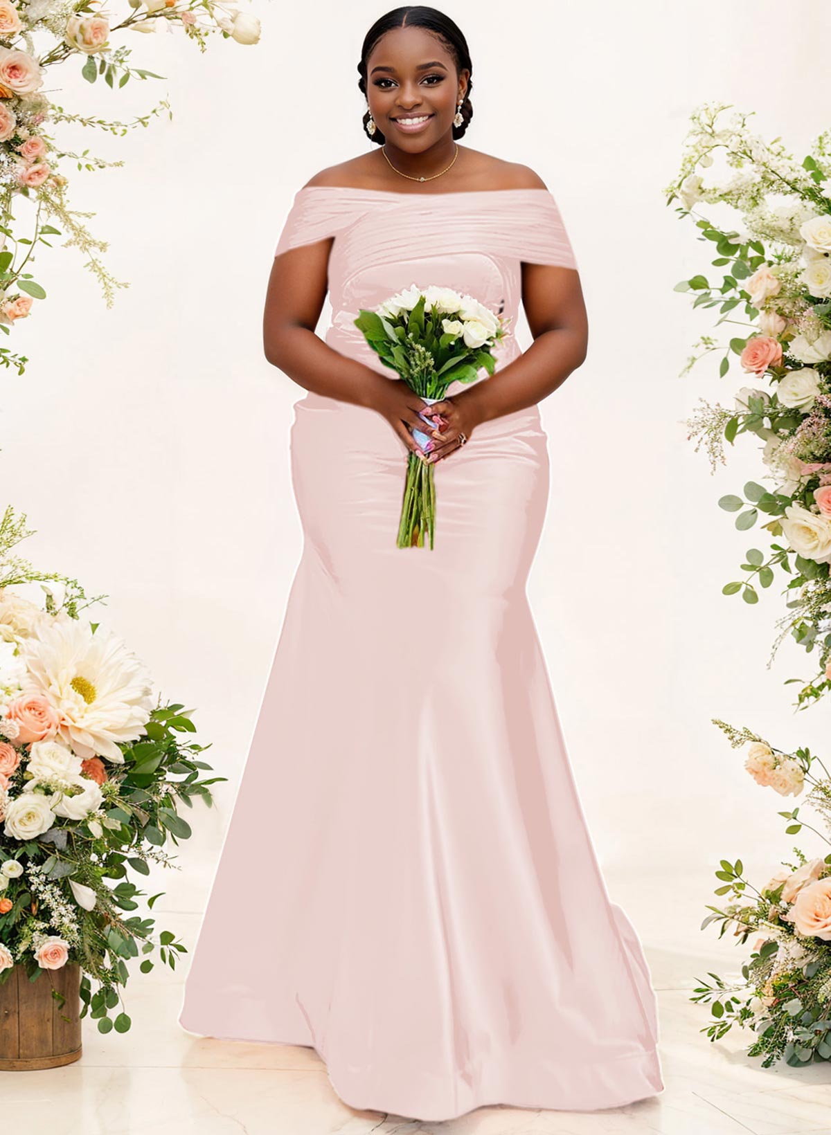 Trumpet/Mermaid Off-The-Shoulder Sleeveless Satin Bridesmaid Dresses, product image 29