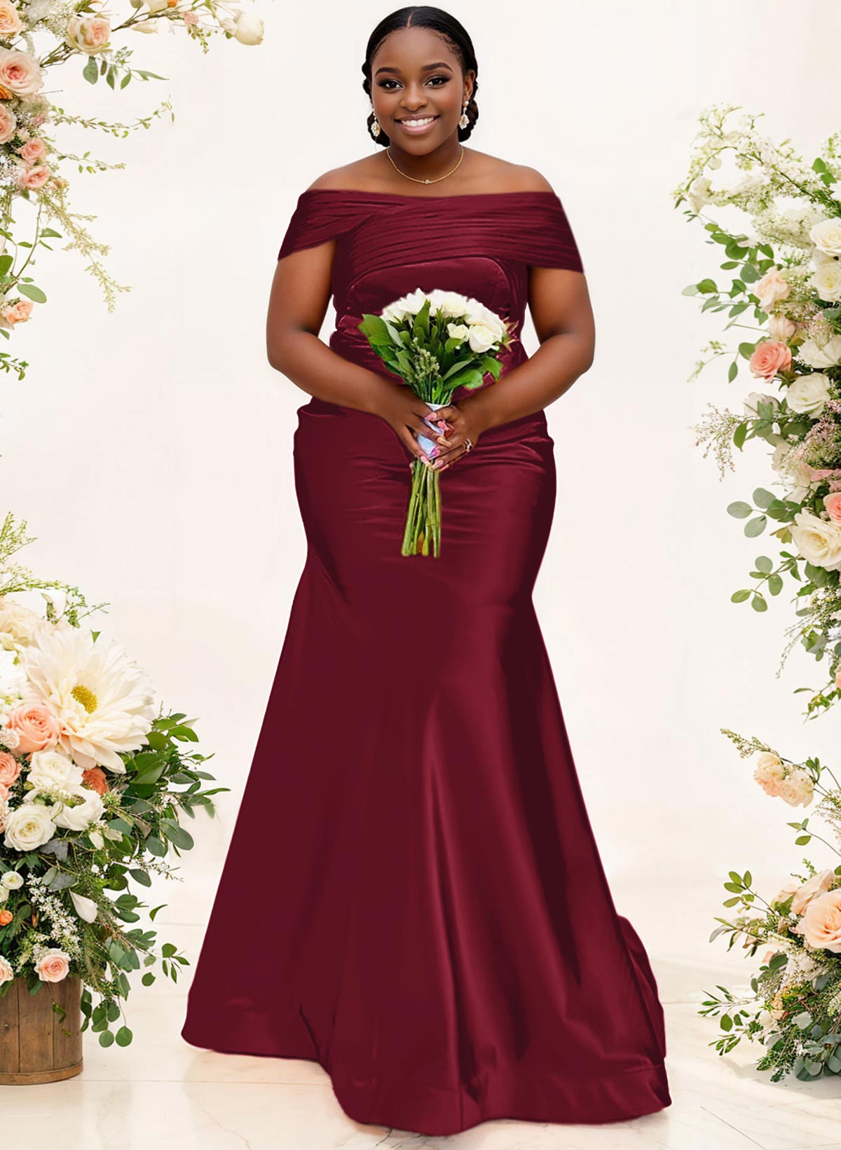 Trumpet/Mermaid Off-The-Shoulder Sleeveless Satin Bridesmaid Dresses, product image 18