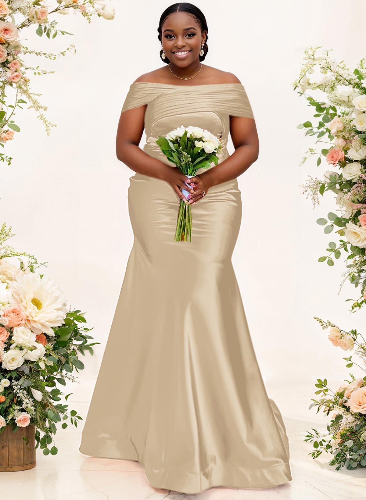 Trumpet/Mermaid Off-The-Shoulder Sleeveless Satin Bridesmaid Dresses, product image 50