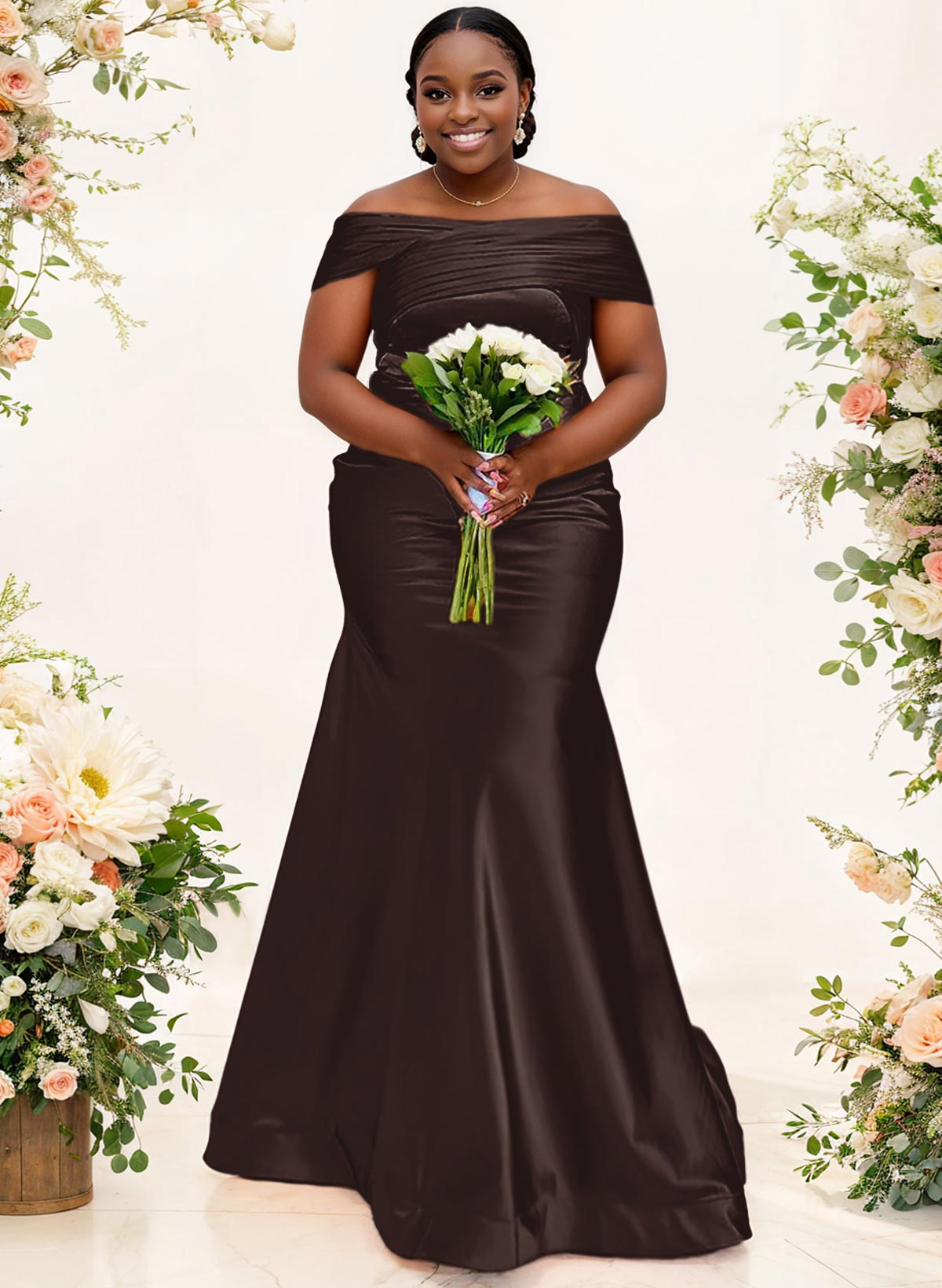 Trumpet/Mermaid Off-The-Shoulder Sleeveless Satin Bridesmaid Dresses, product image 56