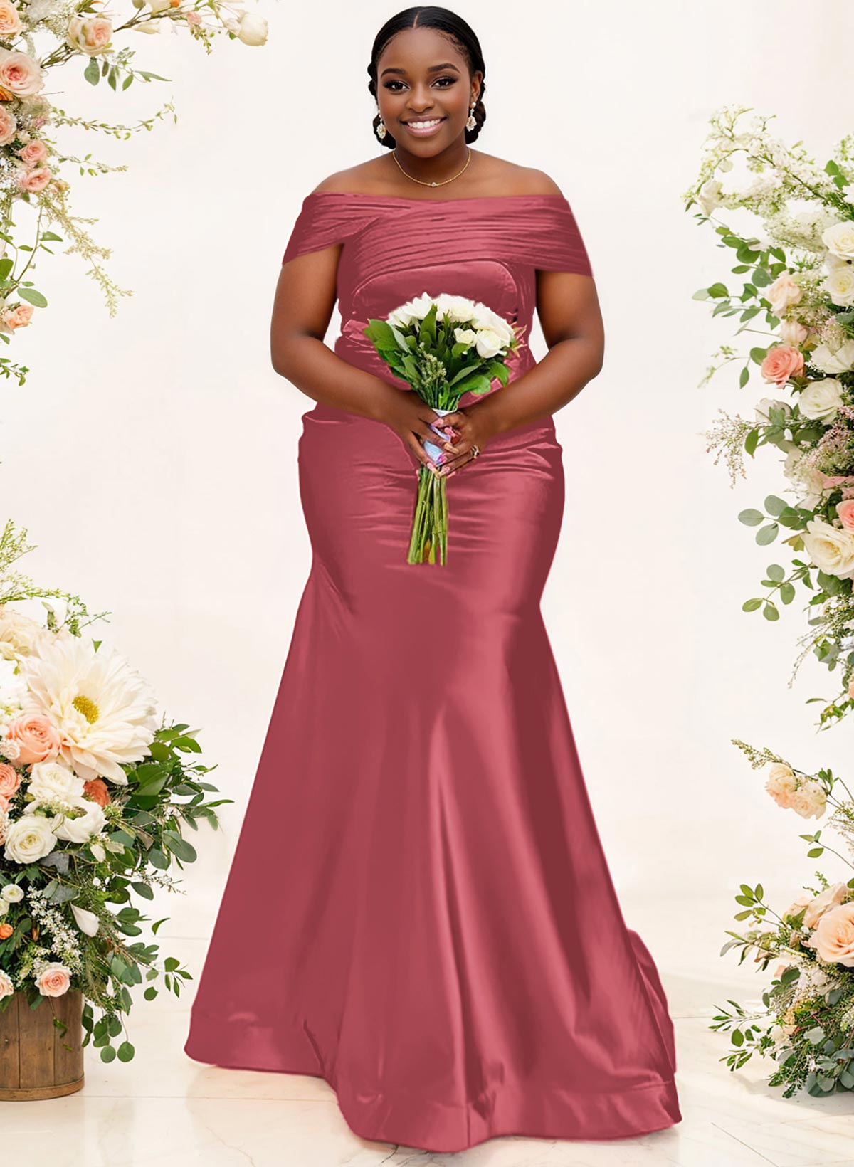 Trumpet/Mermaid Off-The-Shoulder Sleeveless Satin Bridesmaid Dresses, product image 19