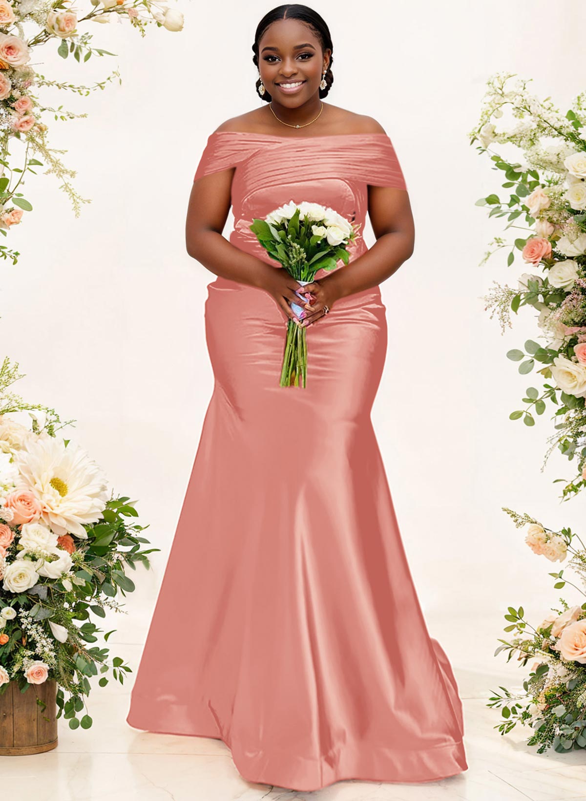 Trumpet/Mermaid Off-The-Shoulder Sleeveless Satin Bridesmaid Dresses, product image 28