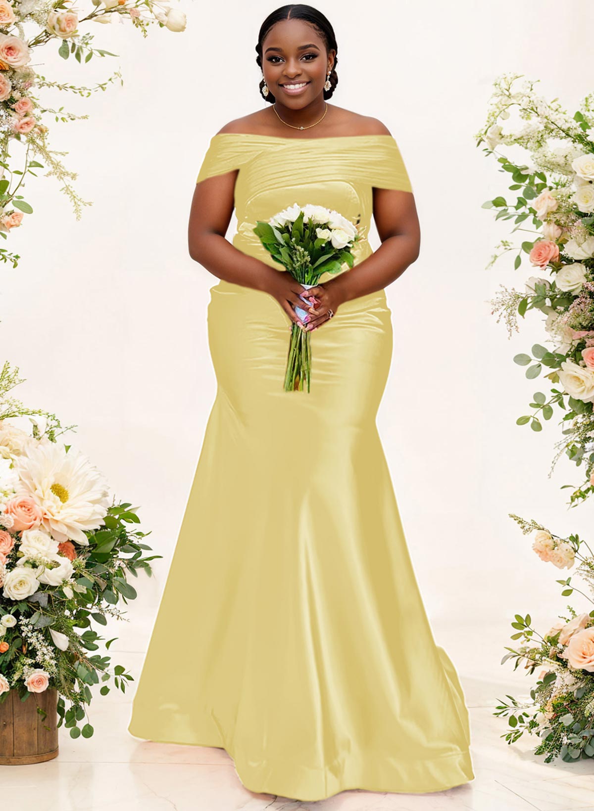 Trumpet/Mermaid Off-The-Shoulder Sleeveless Satin Bridesmaid Dresses, product image 52