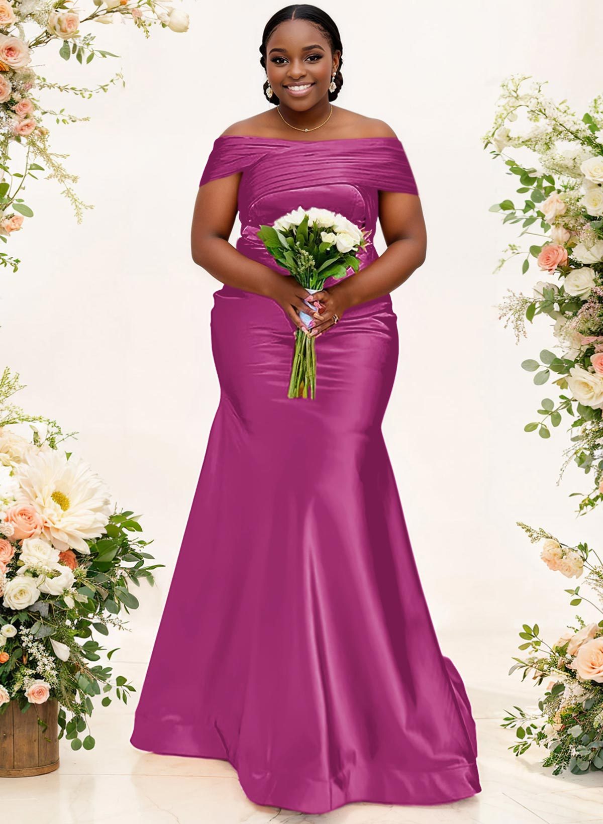 Trumpet/Mermaid Off-The-Shoulder Sleeveless Satin Bridesmaid Dresses, product image 40