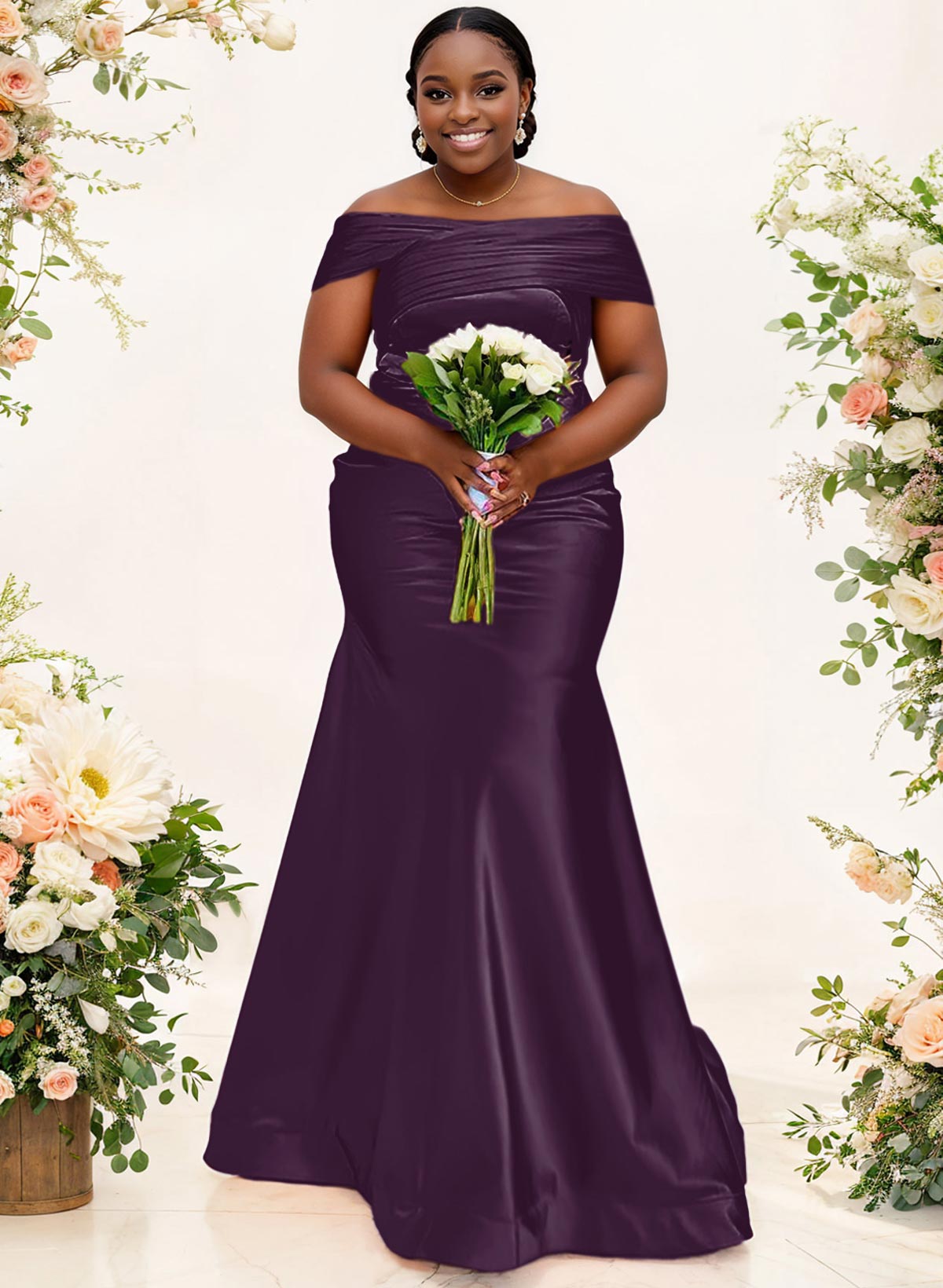 Trumpet/Mermaid Off-The-Shoulder Sleeveless Satin Bridesmaid Dresses, product image 38