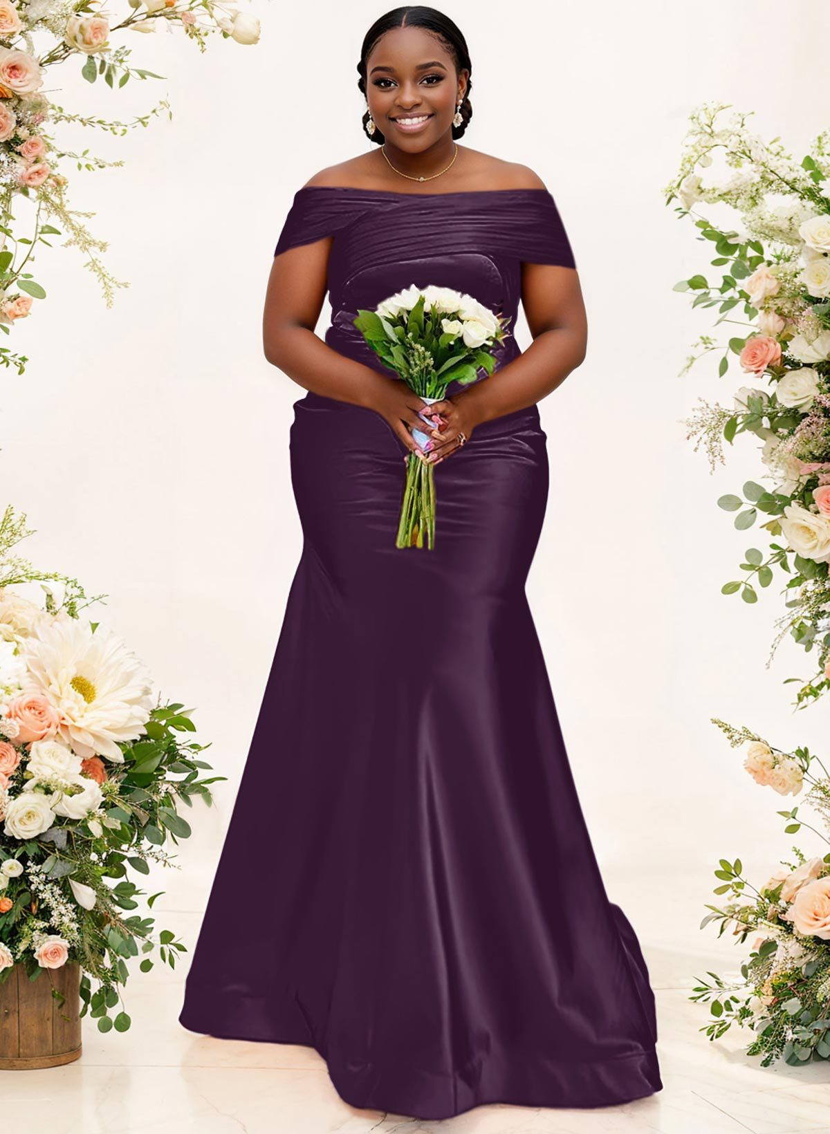 Trumpet/Mermaid Off-The-Shoulder Sleeveless Satin Bridesmaid Dresses, product image 38